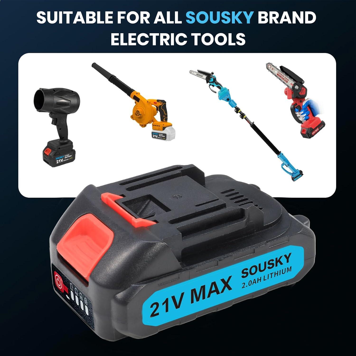 Batería de litio 21V 2000mAh SOUSKY para motosierras eléctricas