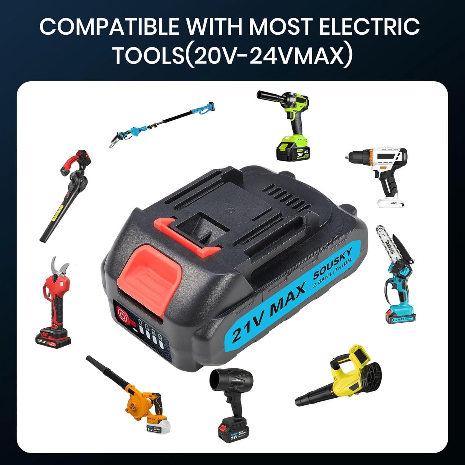 Batería de litio 21V 2000mAh SOUSKY para motosierras eléctricas