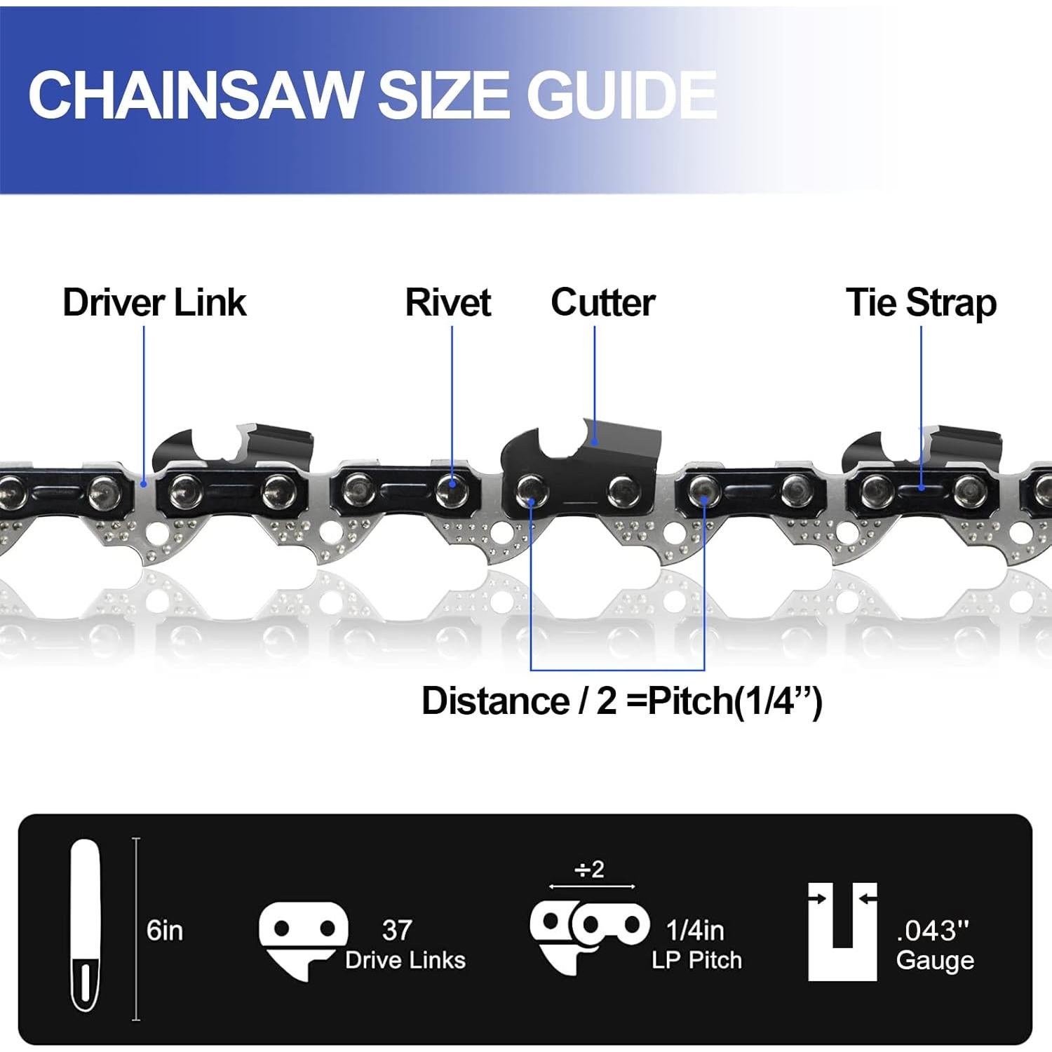 Cadena de sierra de 6 pulgadas PANZHENG - 4 piezas de acero