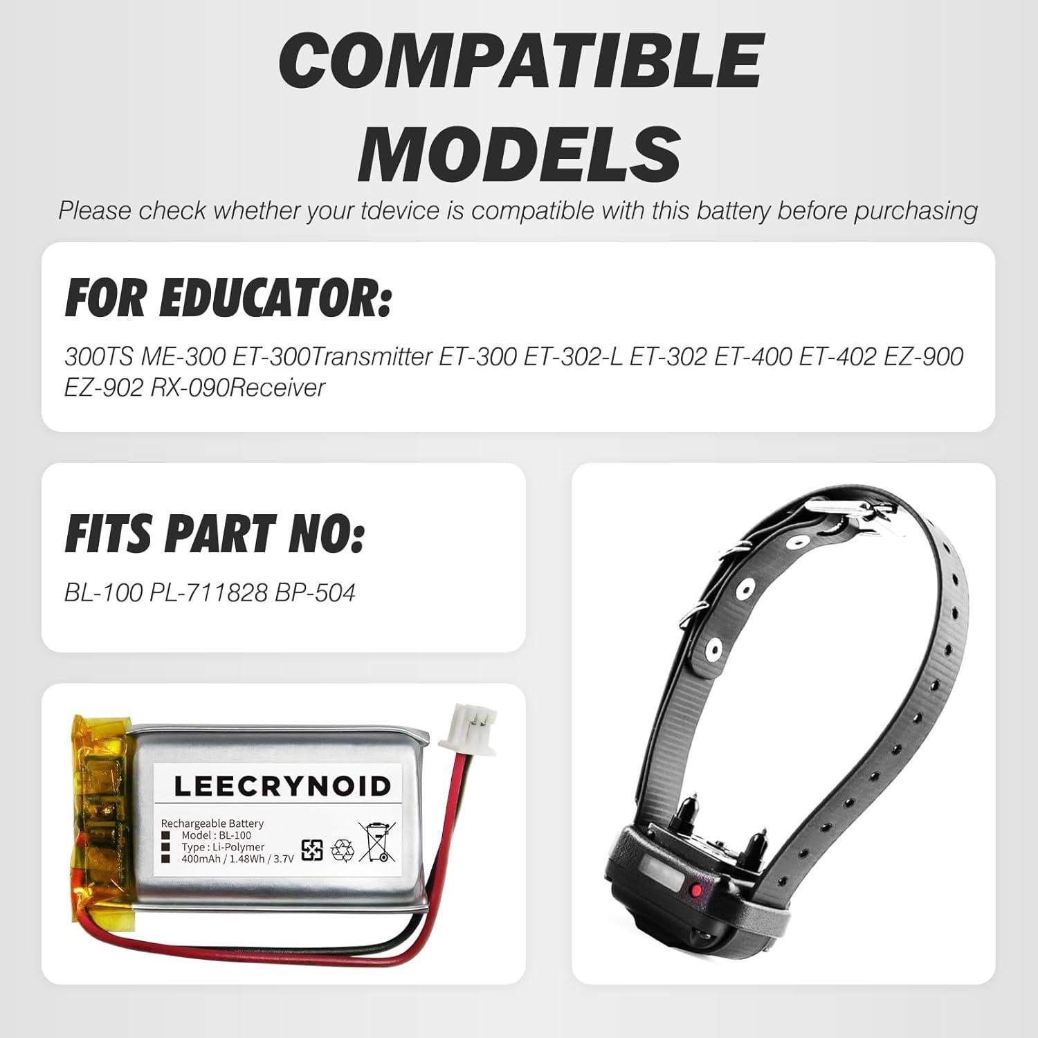 Batería de Reemplazo 3.7V 400mAh BL-100 para Educator