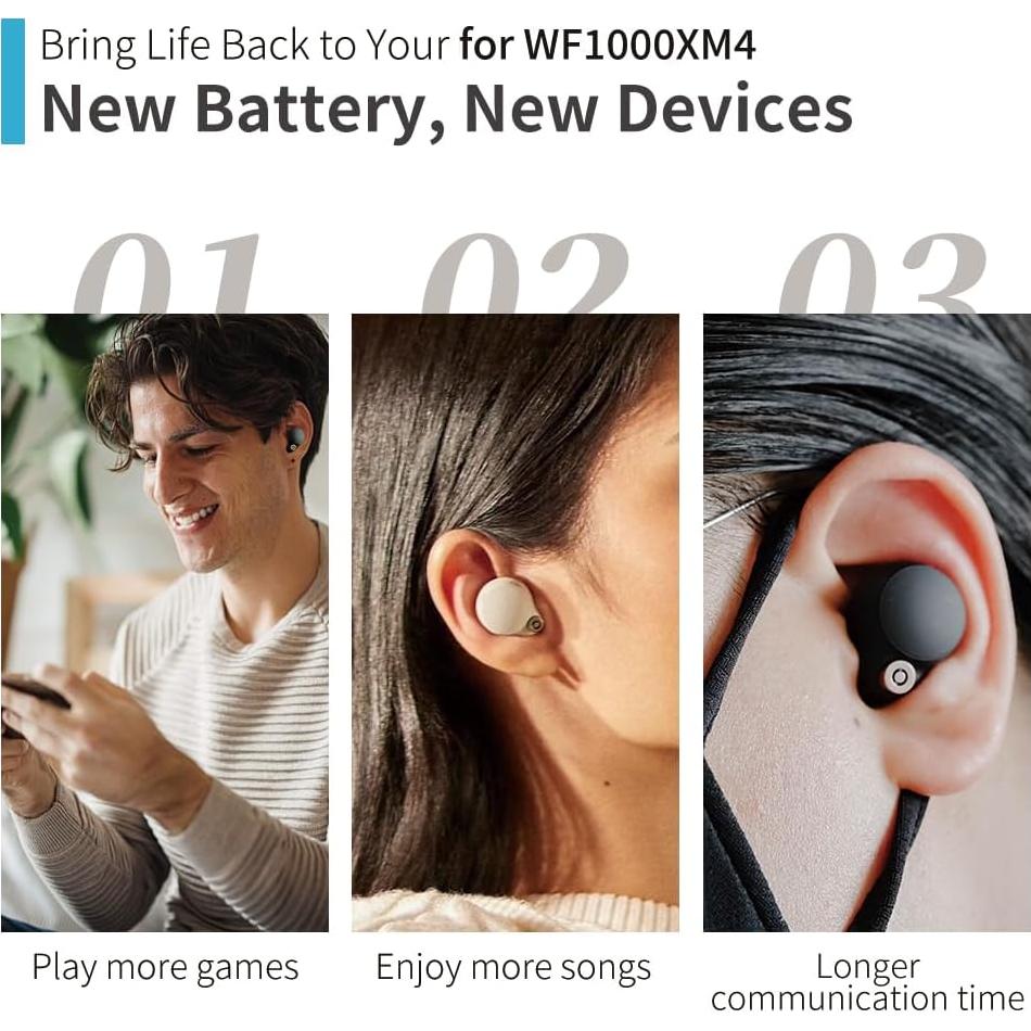 Batería Z55H 75mAh para auriculares Sony WF-1000XM4 - Paquete de 2