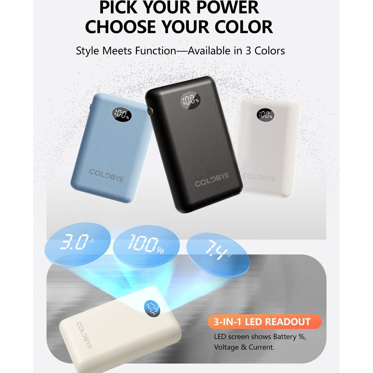 Batería Calentada ColdBye 10000mAh 7.4V con Pantalla LED