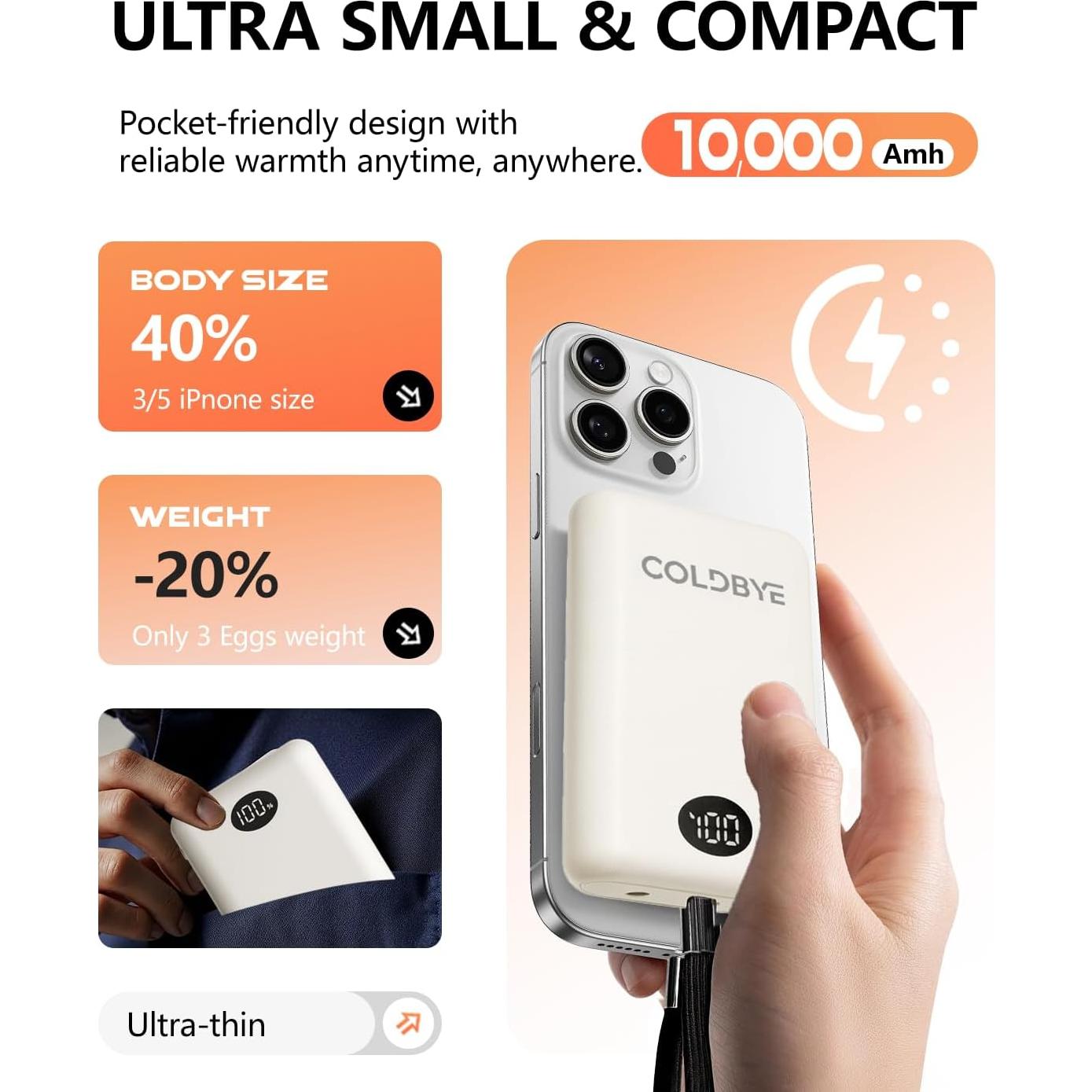 Batería Calentada ColdBye 10000mAh 7.4V con Pantalla LED