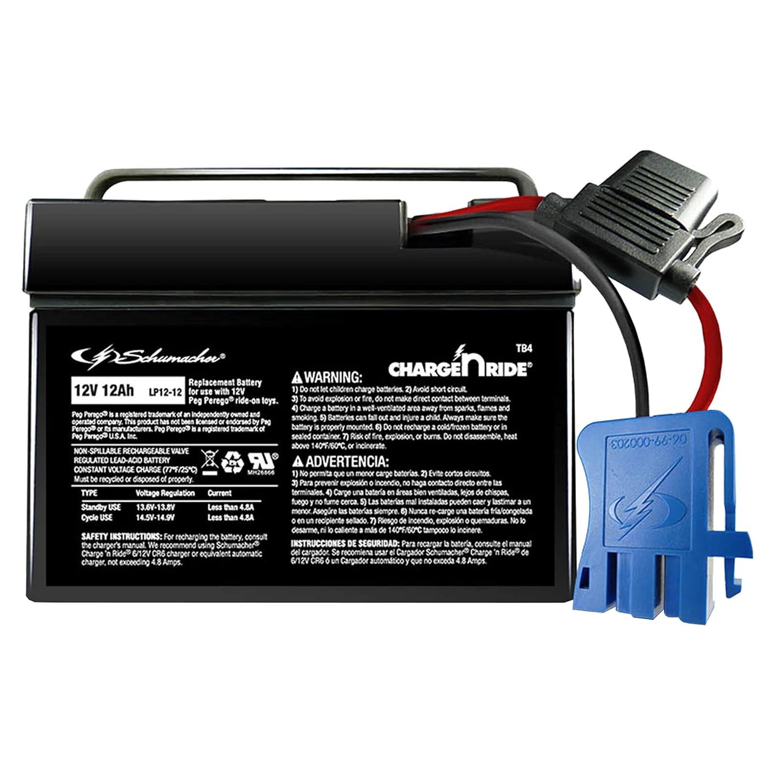 Batería recargable 12V Schumacher TB4 para juguetes Peg Perego