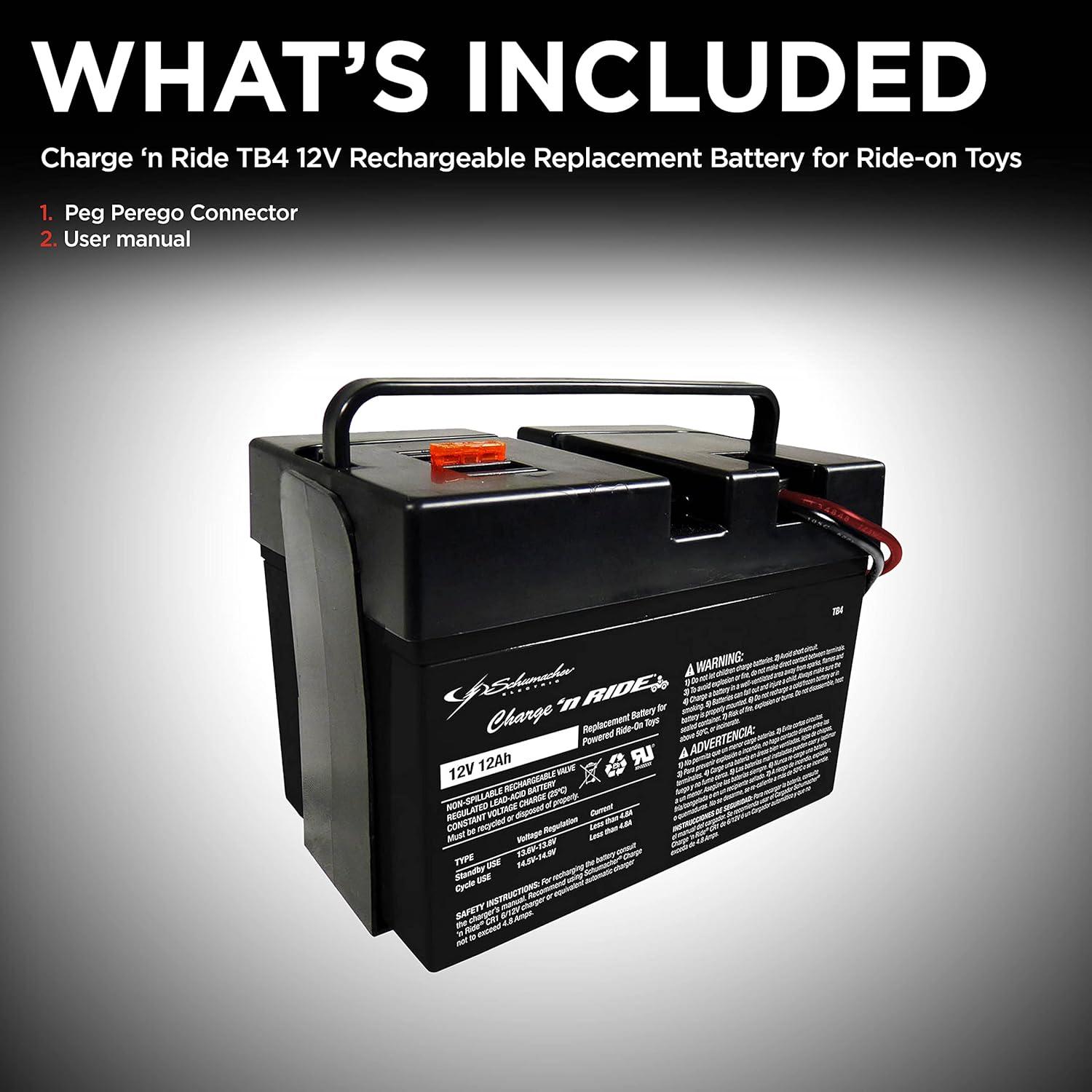 Batería recargable 12V Schumacher TB4 para juguetes Peg Perego
