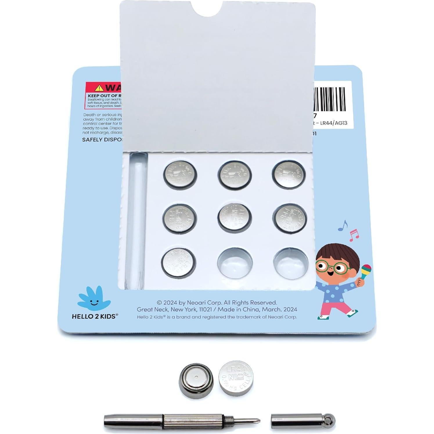 Kit de Baterías Hello 2 Kids - 9 LR44 para Juguetes Musicales