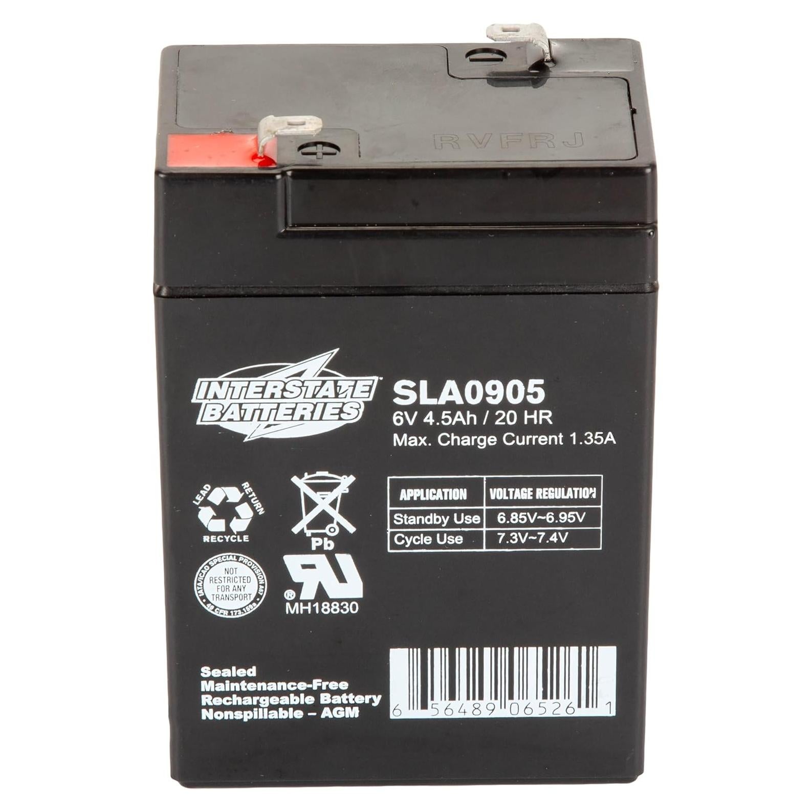 Batería Interstate 6V 4.5Ah SLA AGM Recargable F1 para Dispositivos Médicos