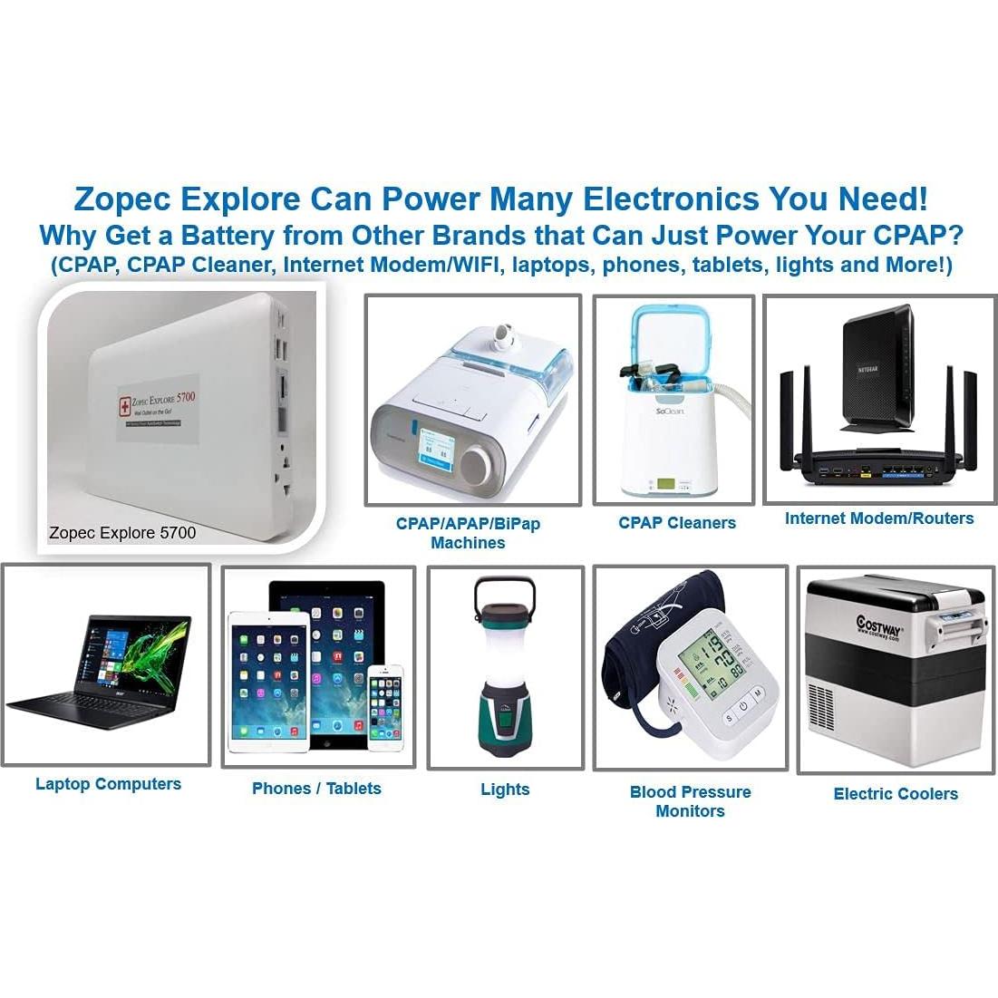 Batería CPAP de Viaje Zopec Explore 5700 - 160 Wh, Ligera