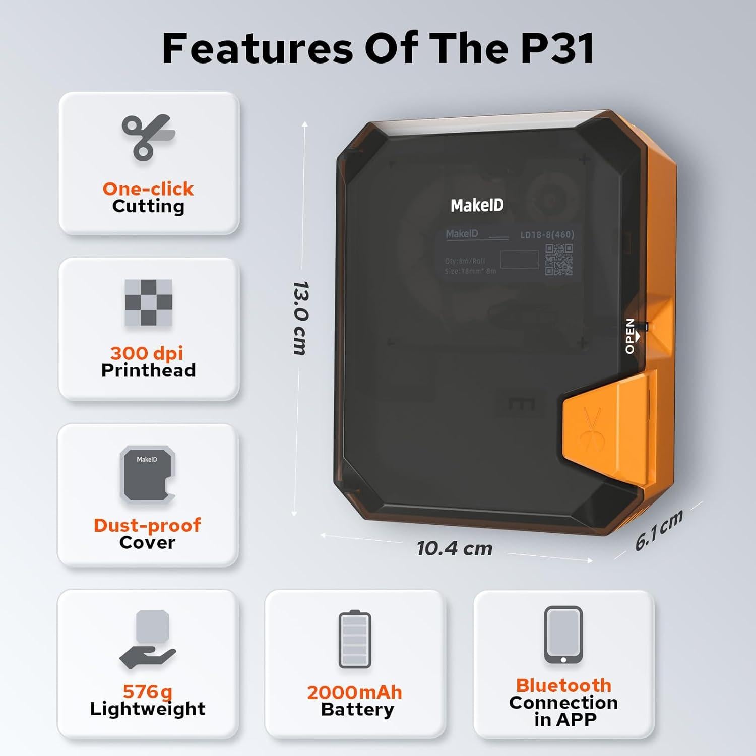 Impresora de Etiquetas Industrial MakeID P31S - Portátil 2x4cm