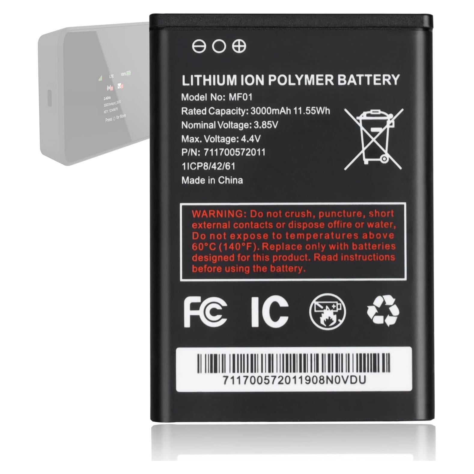 Batería de Polímero de Litio MF01 3000mAh para AT&T Turbo Hotspot 2