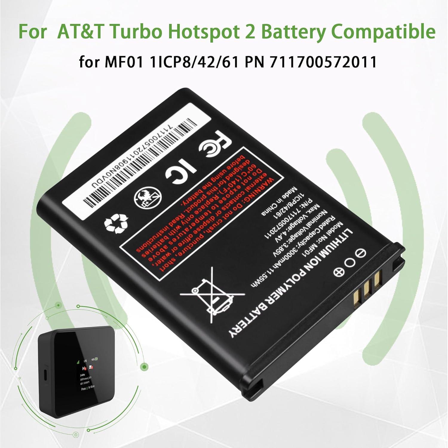 Batería de Polímero de Litio MF01 3000mAh para AT&T Turbo Hotspot 2