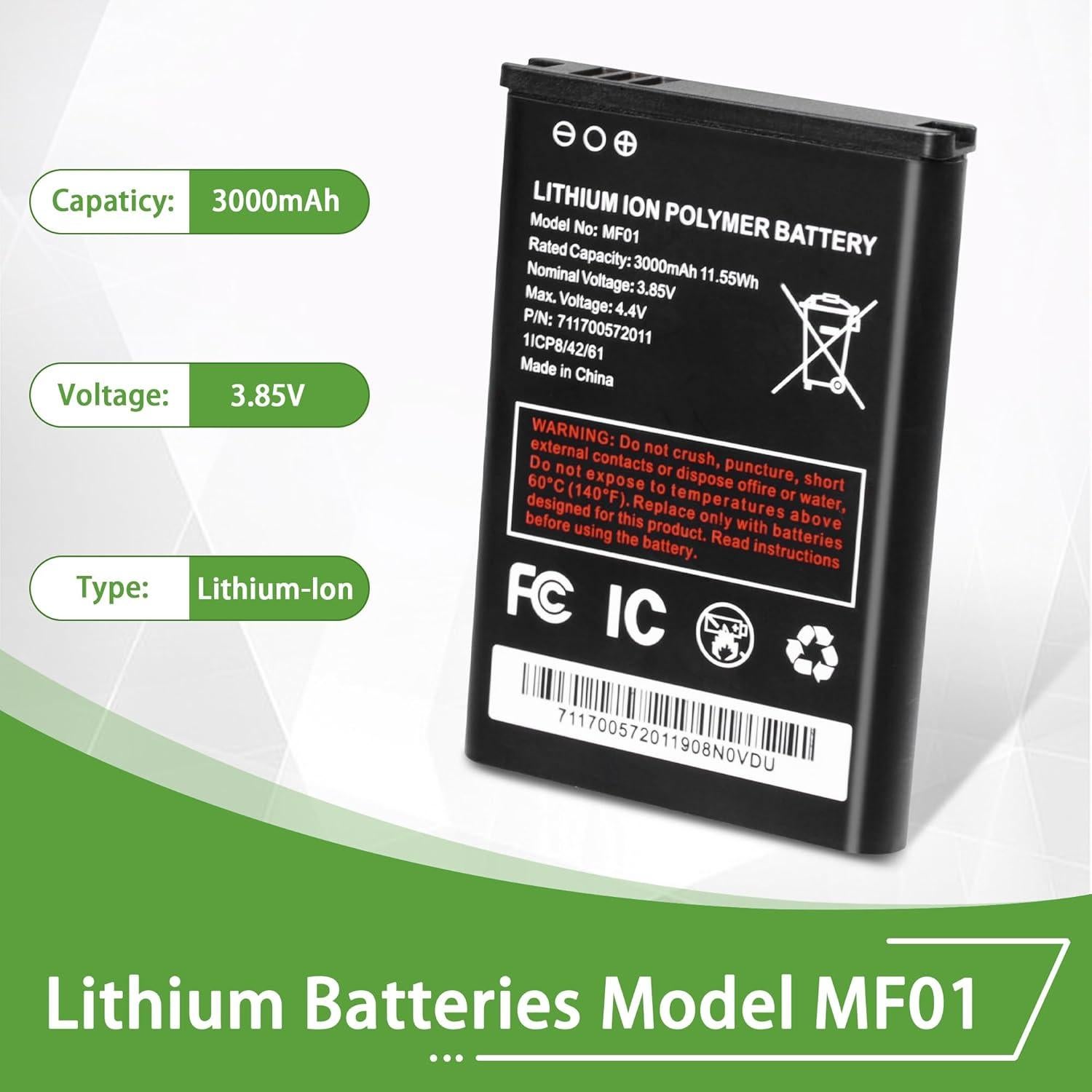 Batería de Polímero de Litio MF01 3000mAh para AT&T Turbo Hotspot 2