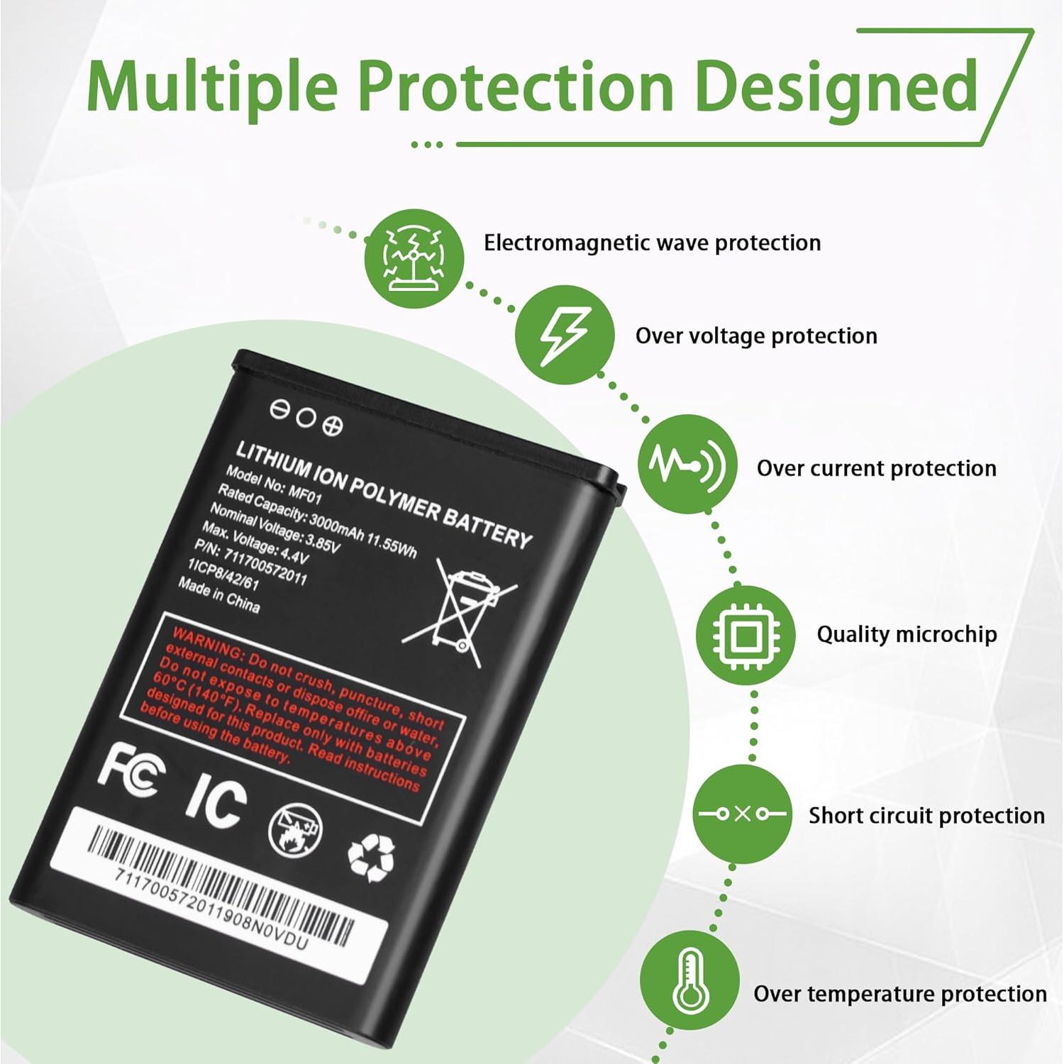 Batería de Polímero de Litio MF01 3000mAh para AT&T Turbo Hotspot 2