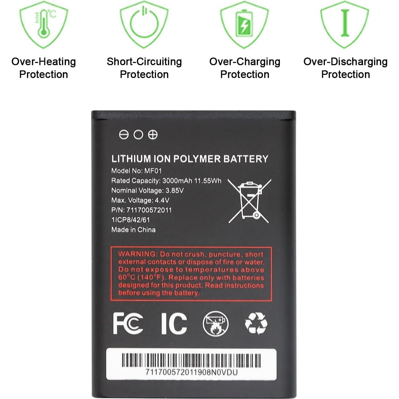 Batería de Reemplazo WUHAO MF01 3000mAh para Turbo Hotspot 2