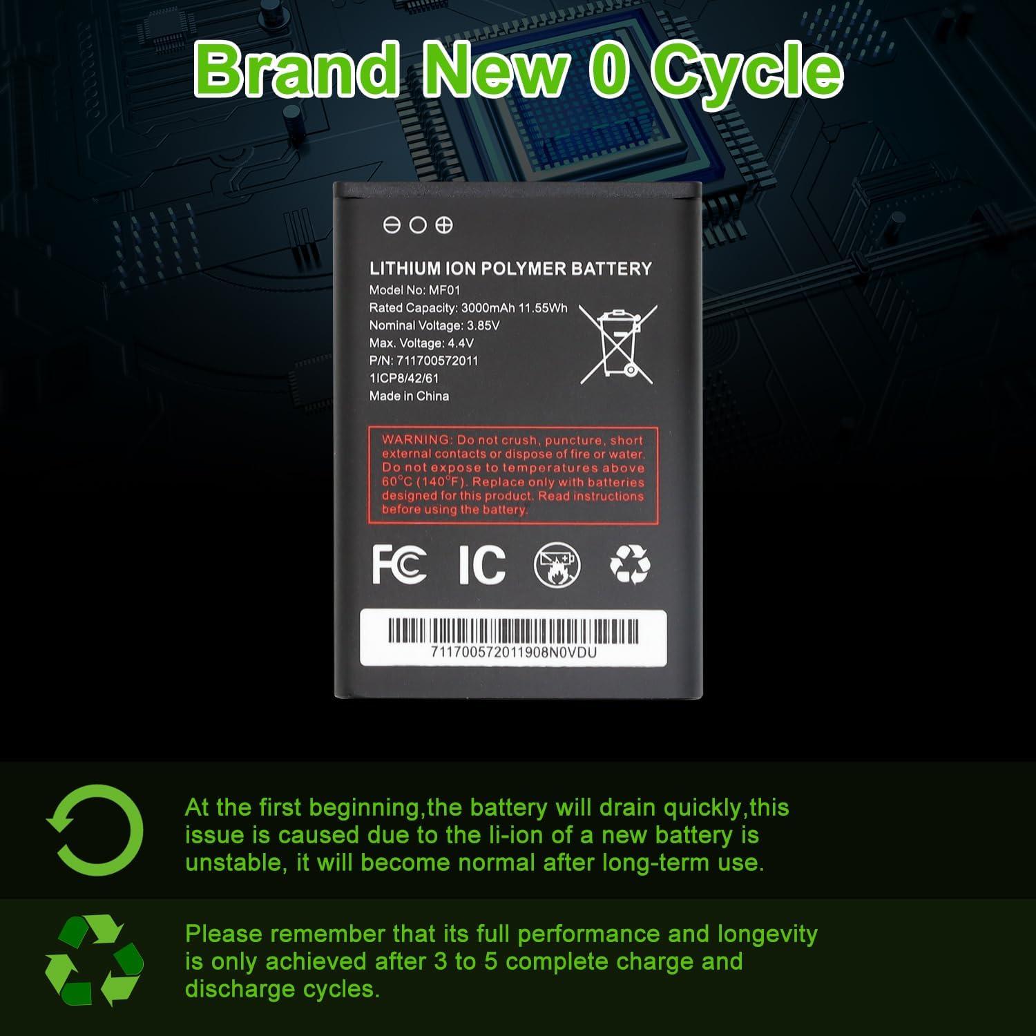 Batería de Reemplazo WUHAO MF01 3000mAh para Turbo Hotspot 2