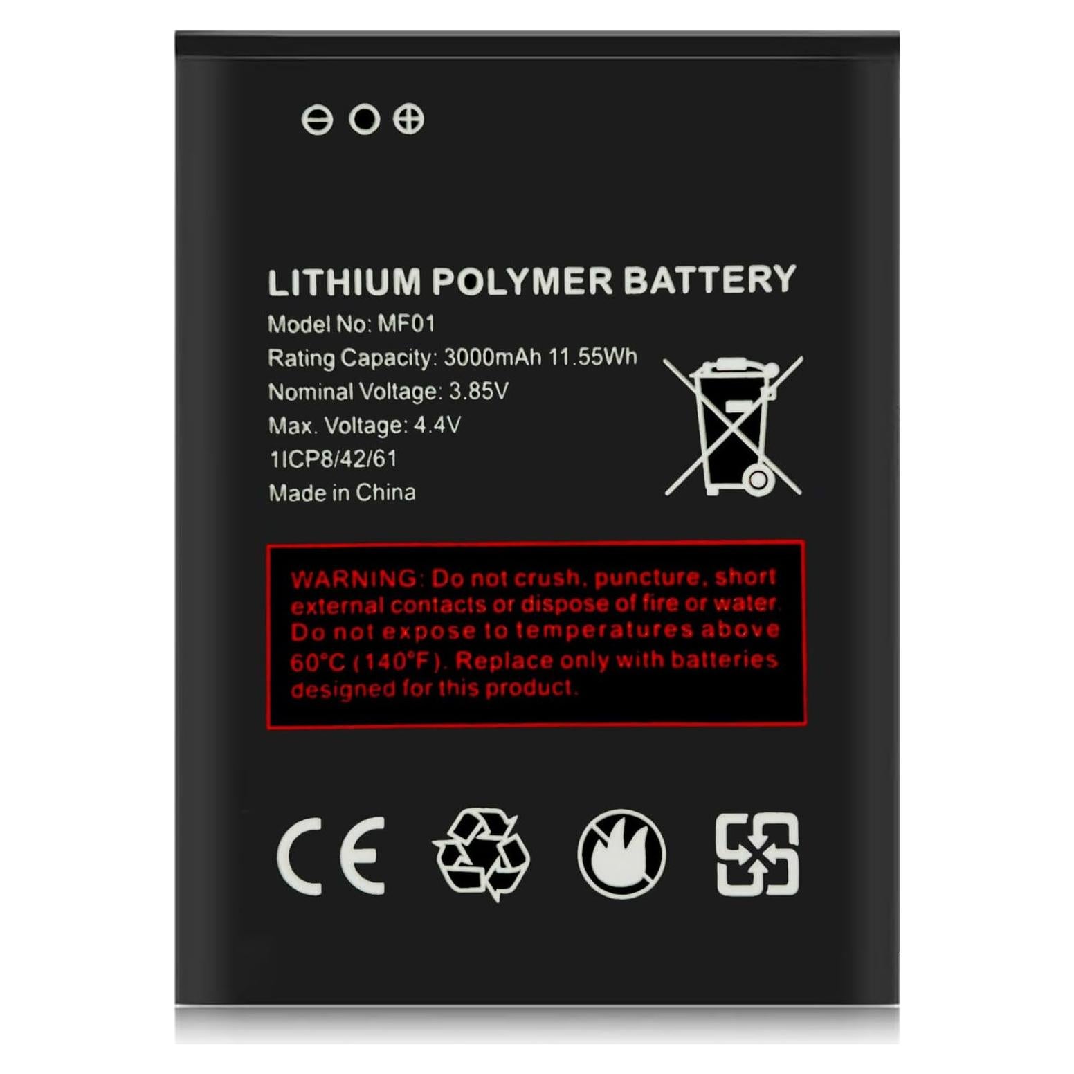 Batería de Reemplazo TGXJI MF01 3000mAh para AT&T Turbo Hotspot 2