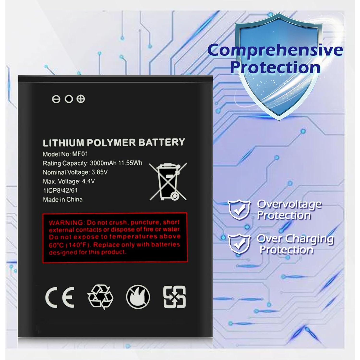 Batería de Reemplazo TGXJI MF01 3000mAh para AT&T Turbo Hotspot 2