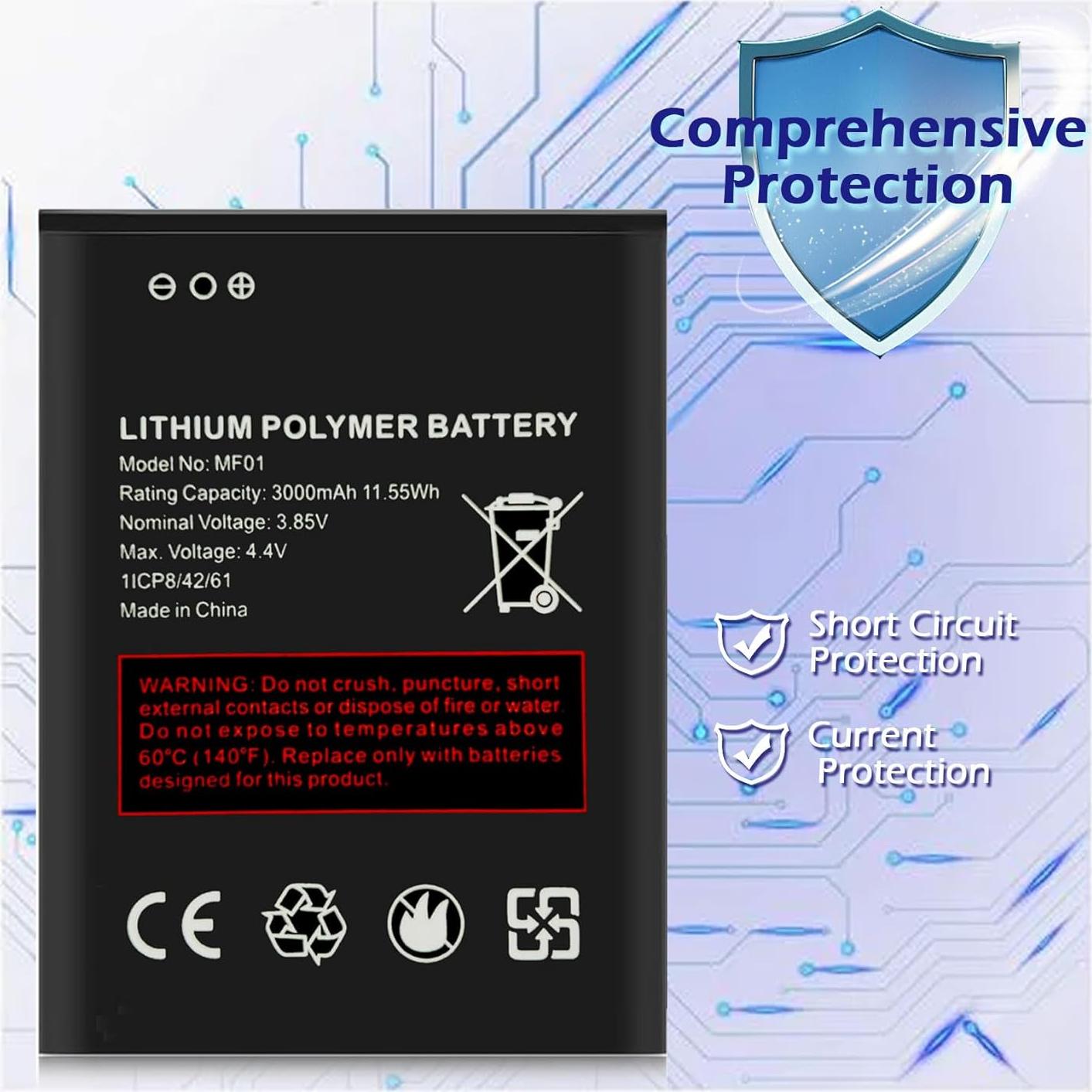 Batería de Reemplazo TGXJI MF01 3000mAh para AT&T Turbo Hotspot 2