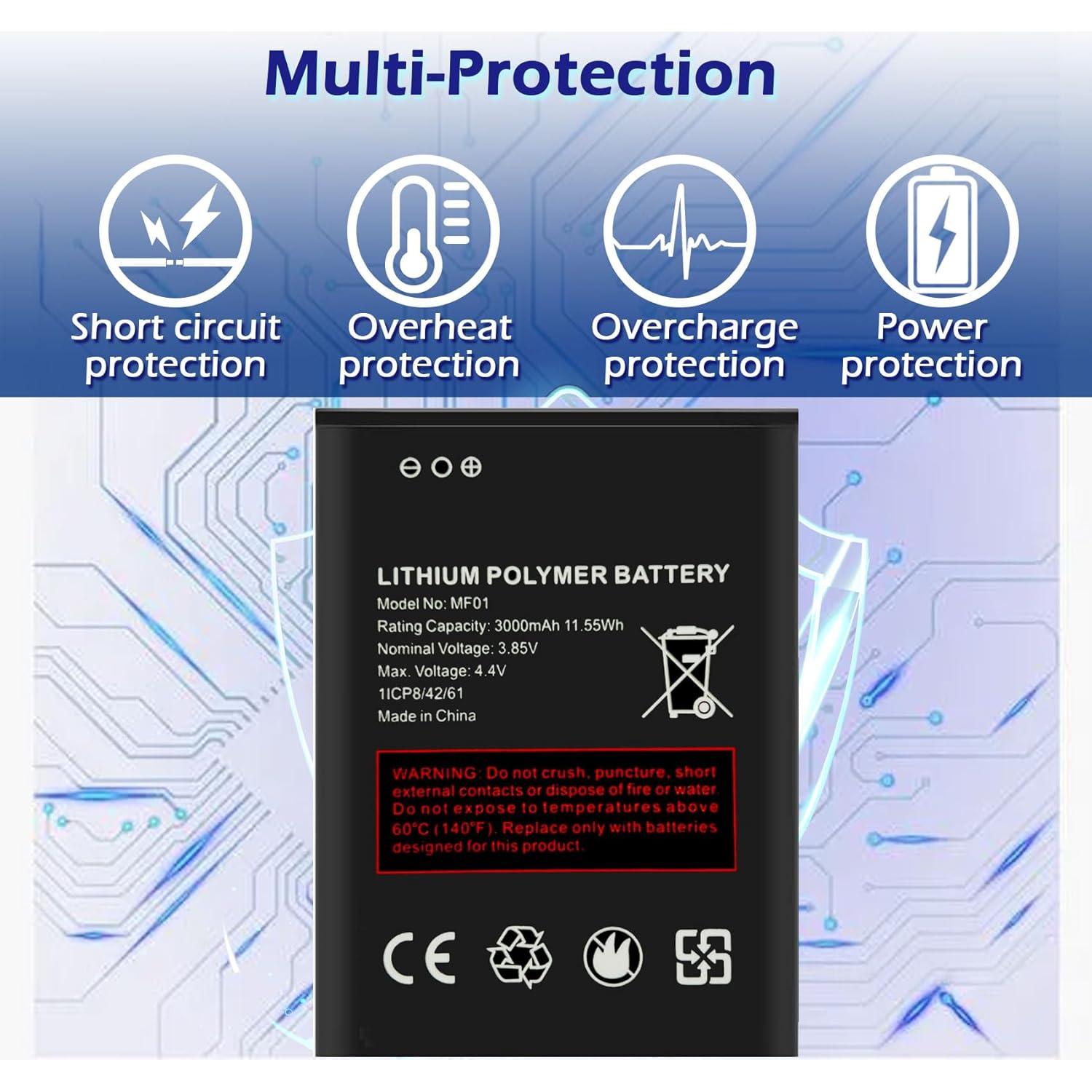 Batería de Reemplazo TGXJI MF01 3000mAh para AT&T Turbo Hotspot 2