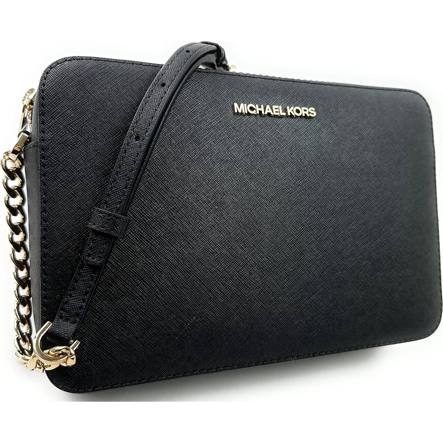 Bolso Cruzado Grande Michael Kors Jet Set Cuero Negro
