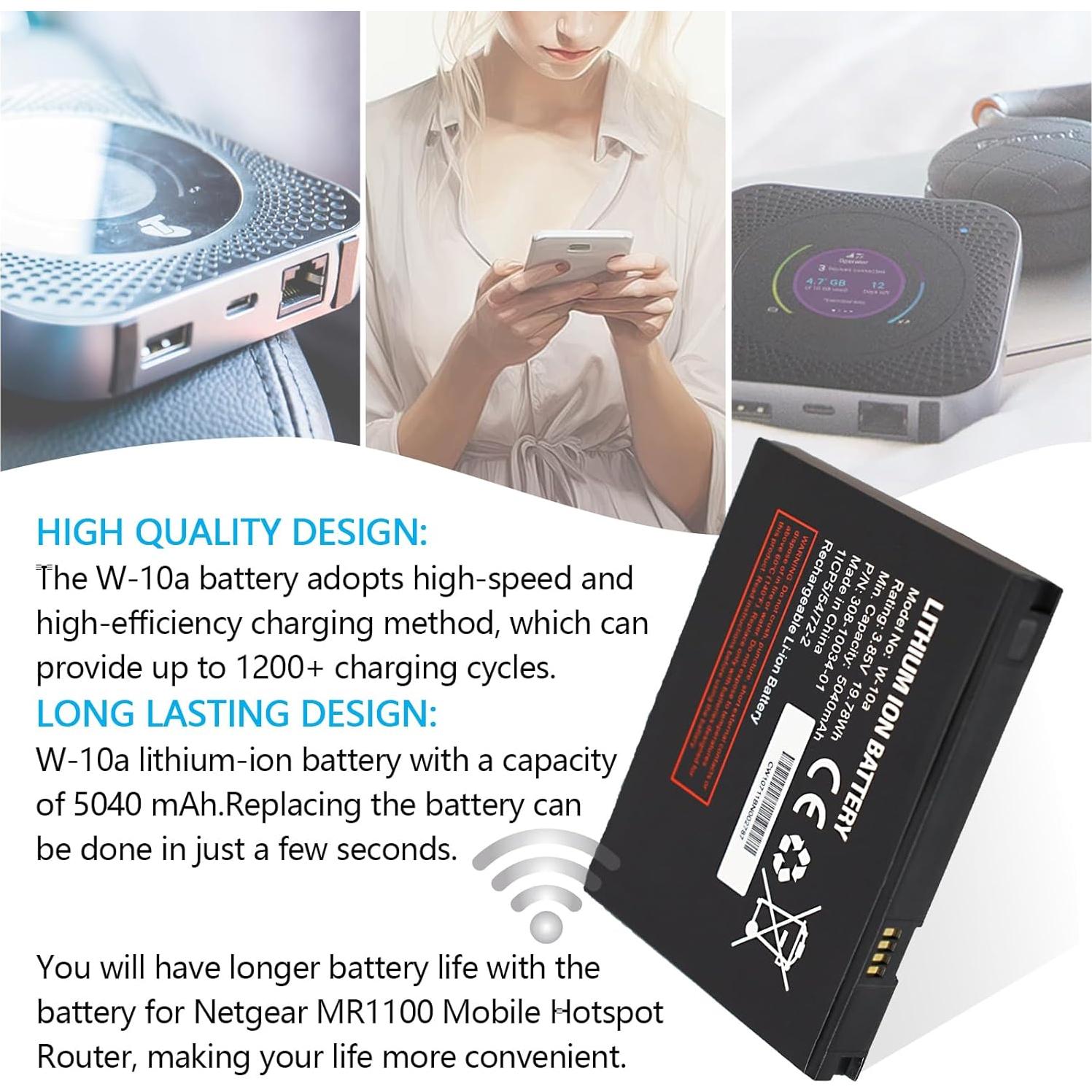 Batería de iones de litio W-10a para Netgear MR1100 5040mAh