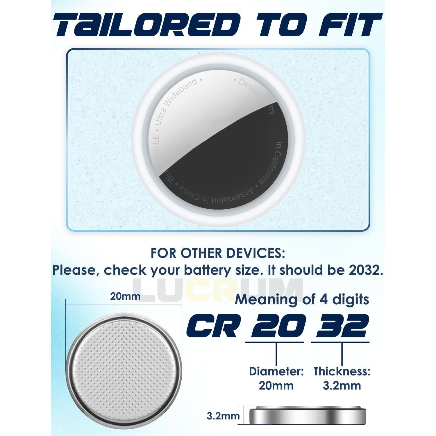 Baterías CR2032 Lucrum 3V para Apple Airtag - 2 Pcs 240mAh