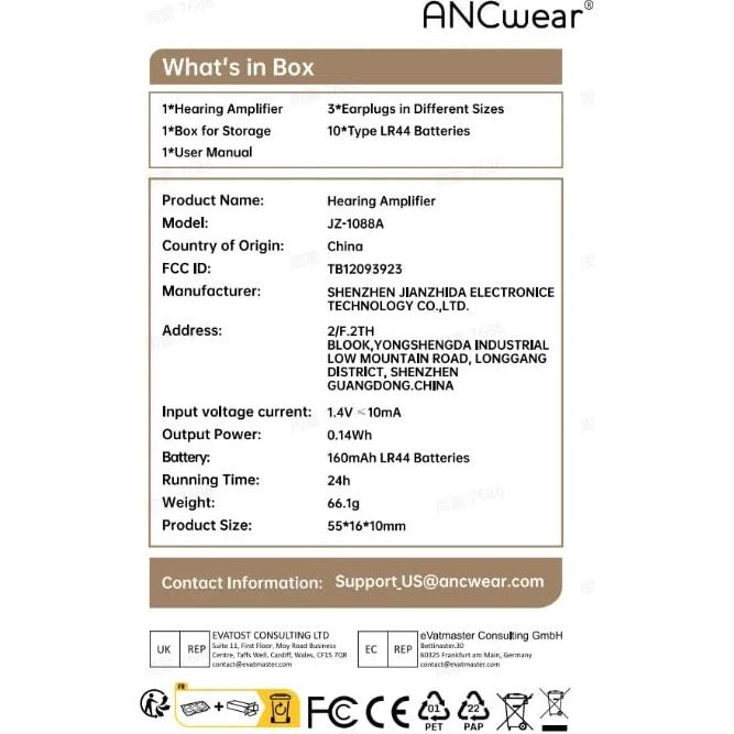 Audífonos Amplificadores de Audición ANCwear ANC-1088A Mini
