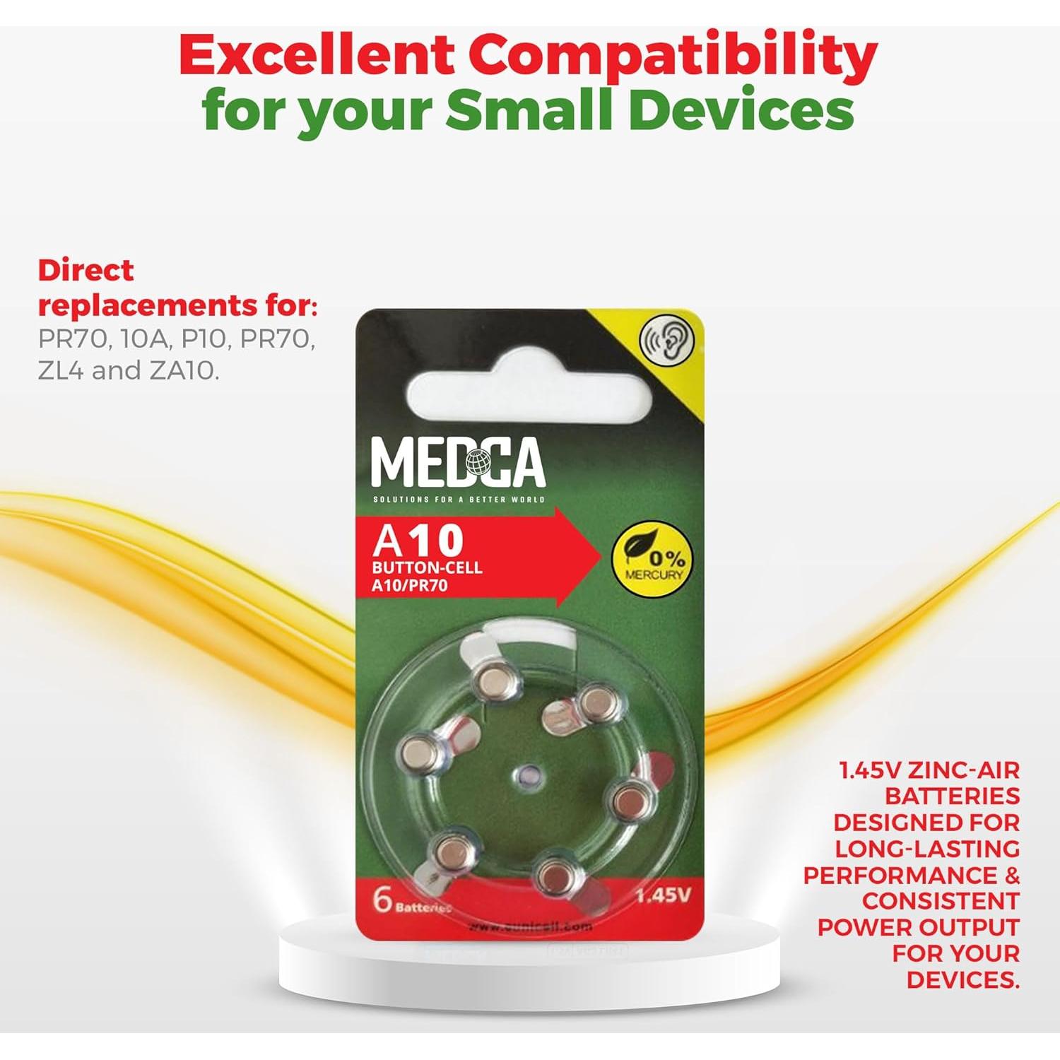 Baterías MEDca A10 - 12 Piezas - 1.45V para Audífonos