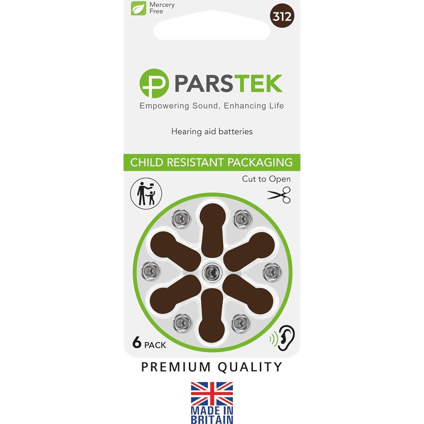 Baterías para Audífonos ParsTek Tamaño 312 - 60 Piezas 1.45V