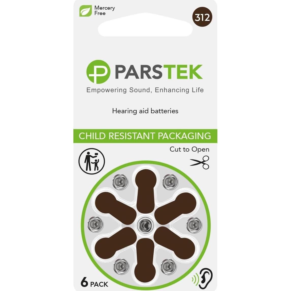 Baterías para Audífonos ParsTek Tamaño 312 - 60 Piezas 1.45V