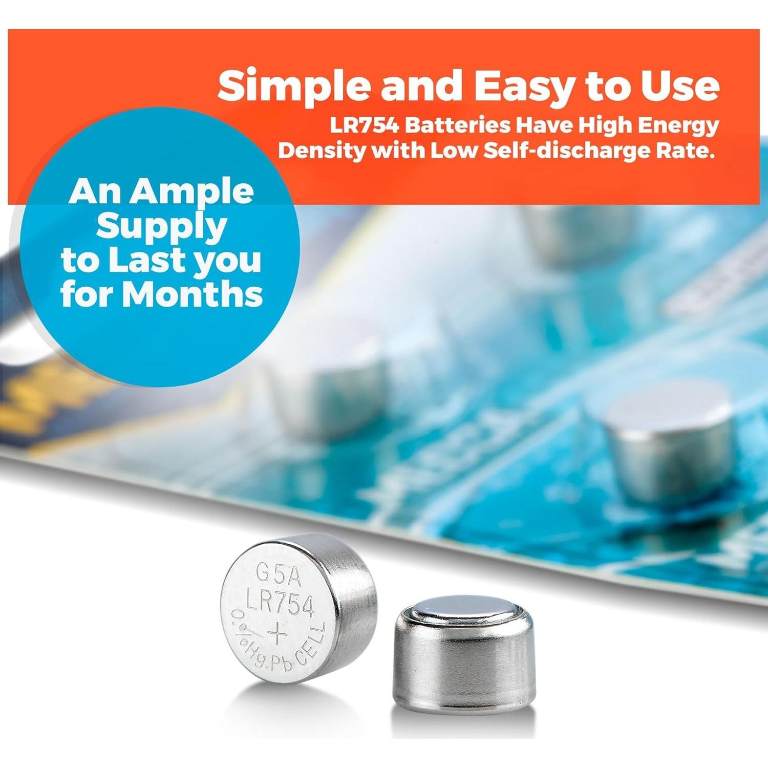 Baterías Alcalinas MEDca AG5 LR754 - Paquete de 60 - 1.5V