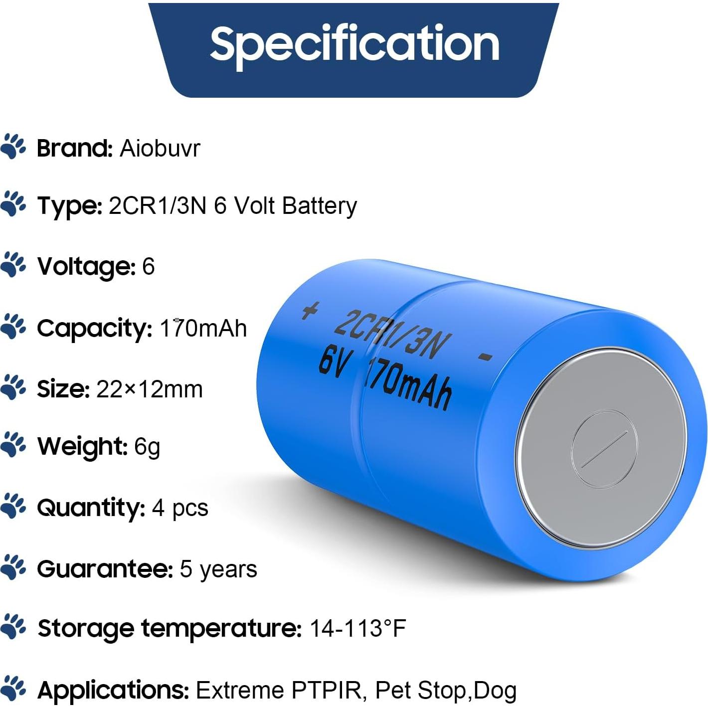 Baterías 2CR1/3N 6V para Receptor Collar Perro - 4 Unidades