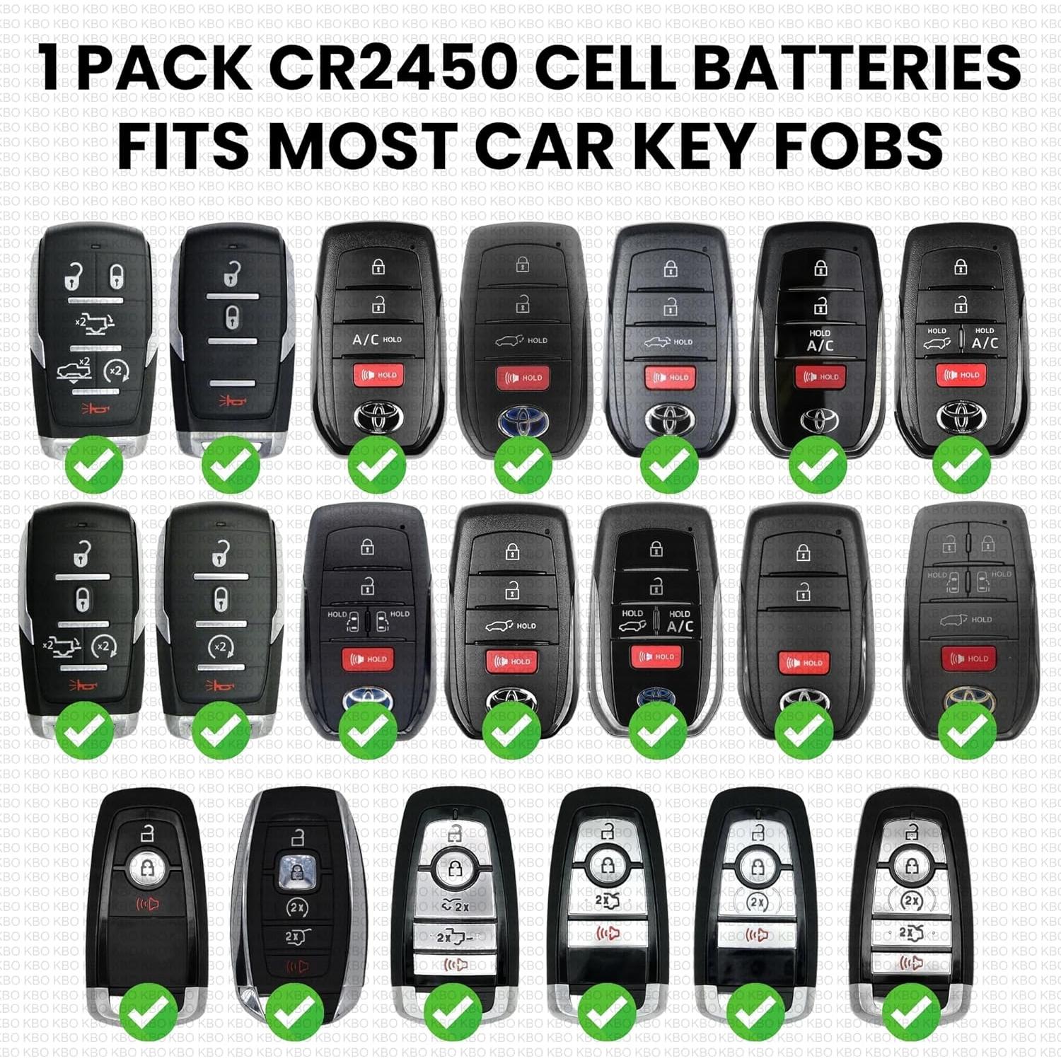 Batería CR2450 para Llave de Auto - Key Battery Outlet - 2 Pzas