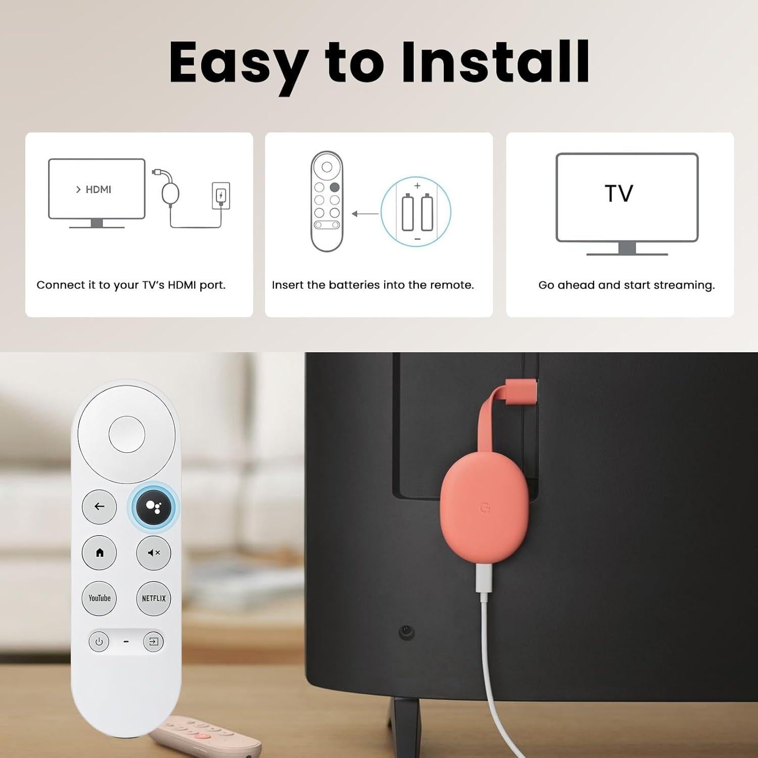Control Remoto Reemplazo OROSAUR G9N9N para Chromecast 4K HD