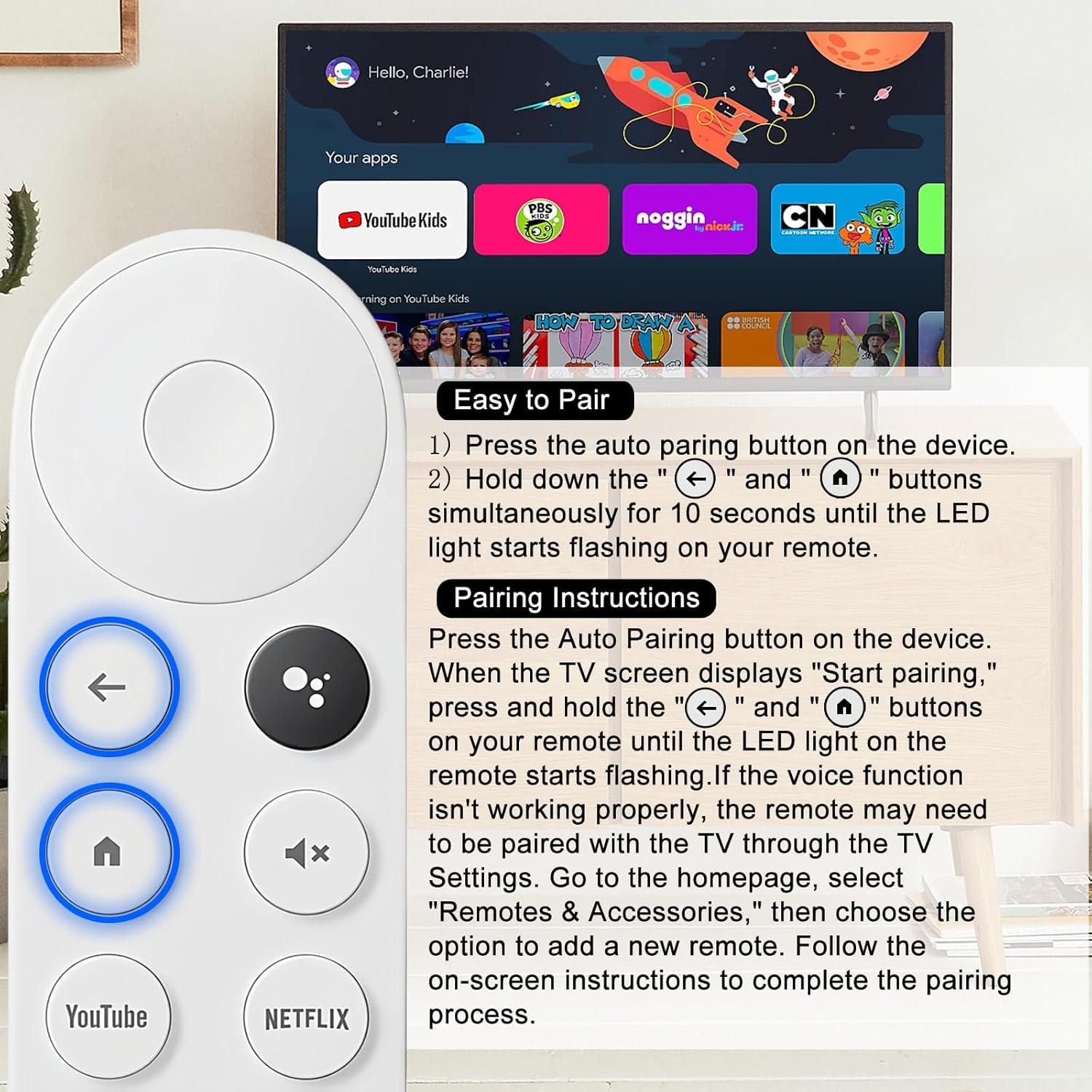 Control Remoto Reemplazo OROSAUR G9N9N para Chromecast 4K HD