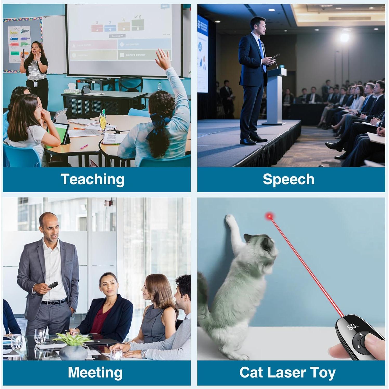 Clicker Inalámbrico para Presentaciones PowerPoint con Puntero Láser Rojo y Temporizador