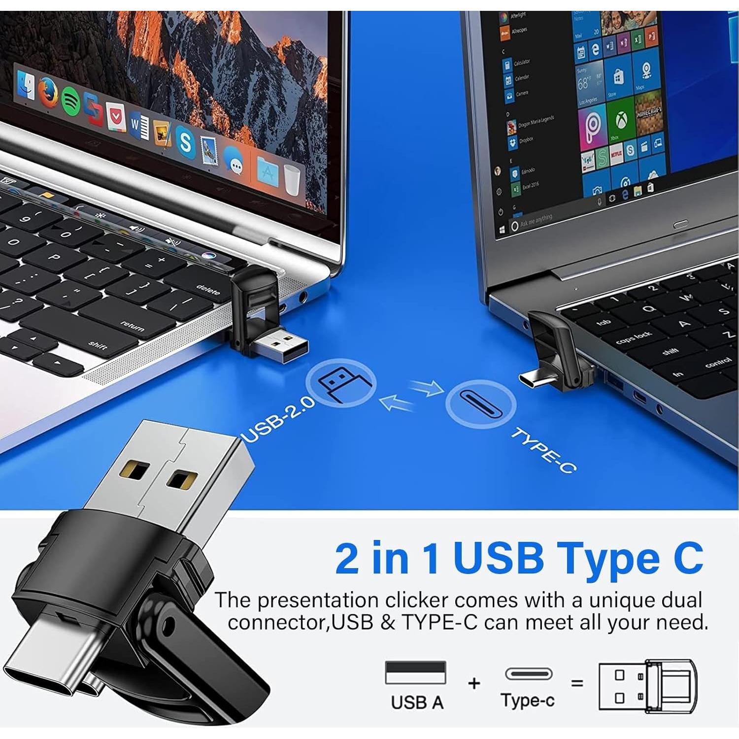 Clicker Inalámbrico Recargable USB-C para Presentaciones