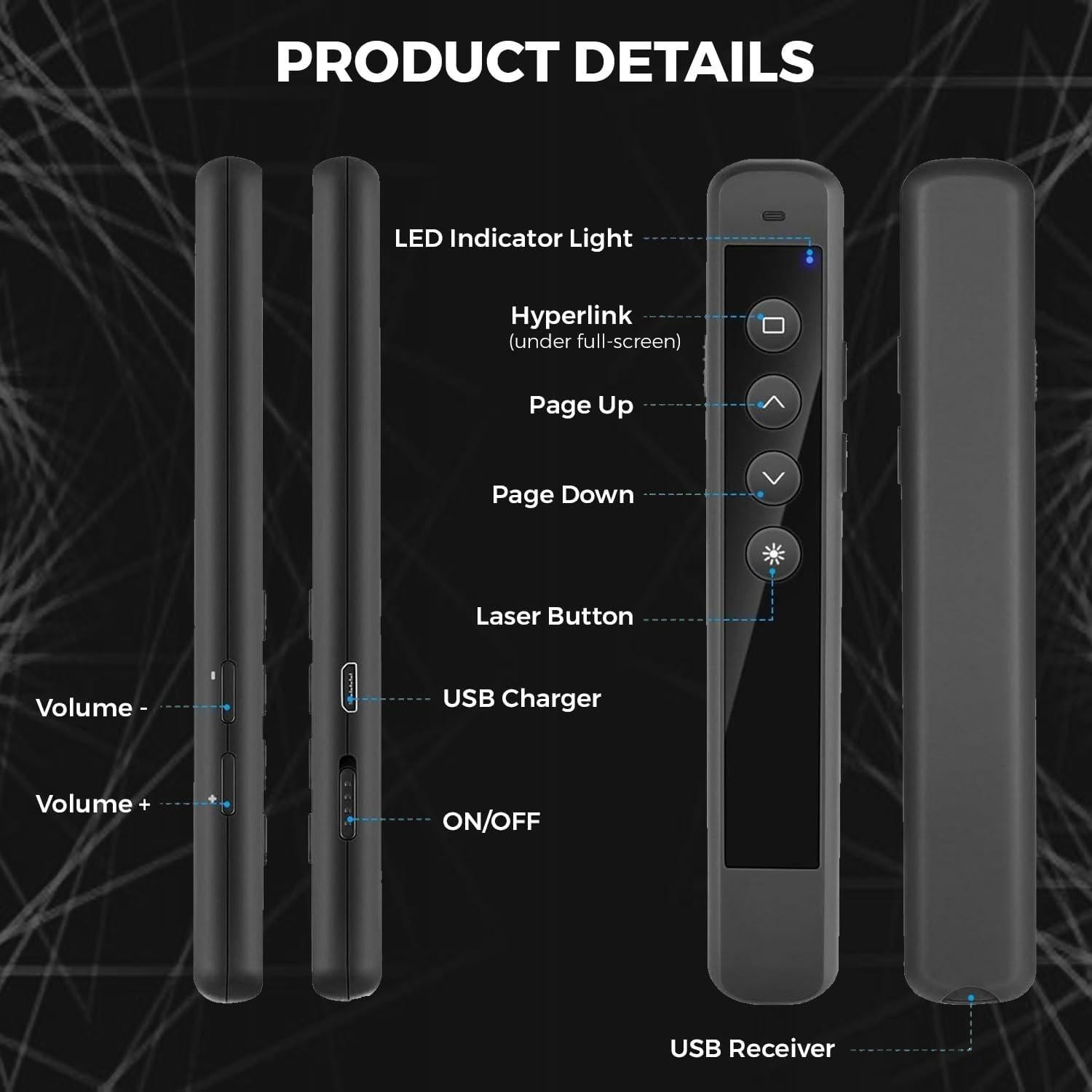 Control Remoto Inalámbrico AMERTEER RCRF-006 para Presentaciones