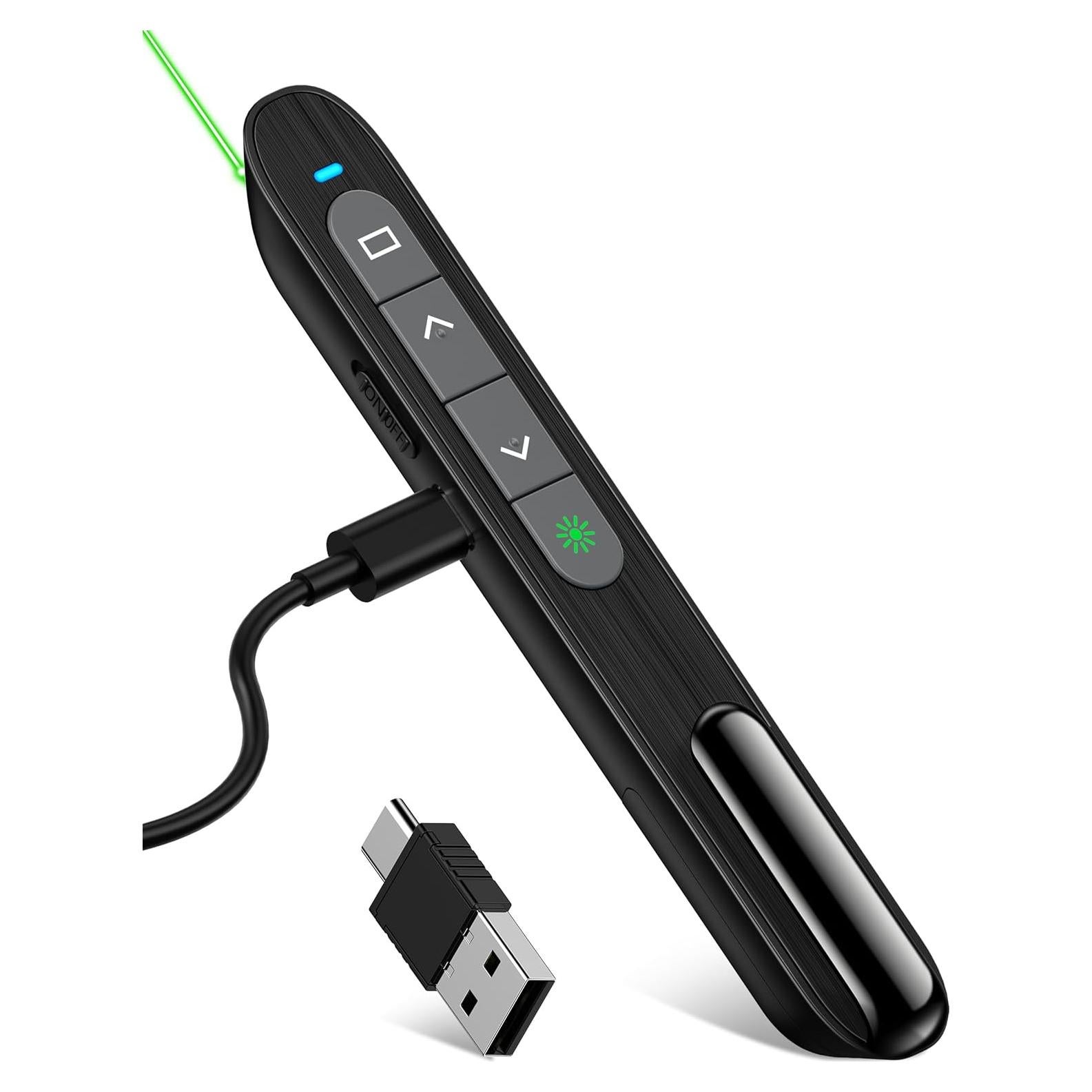 Clicker de Presentación Recargable USB C DinoFire con Luz Verde