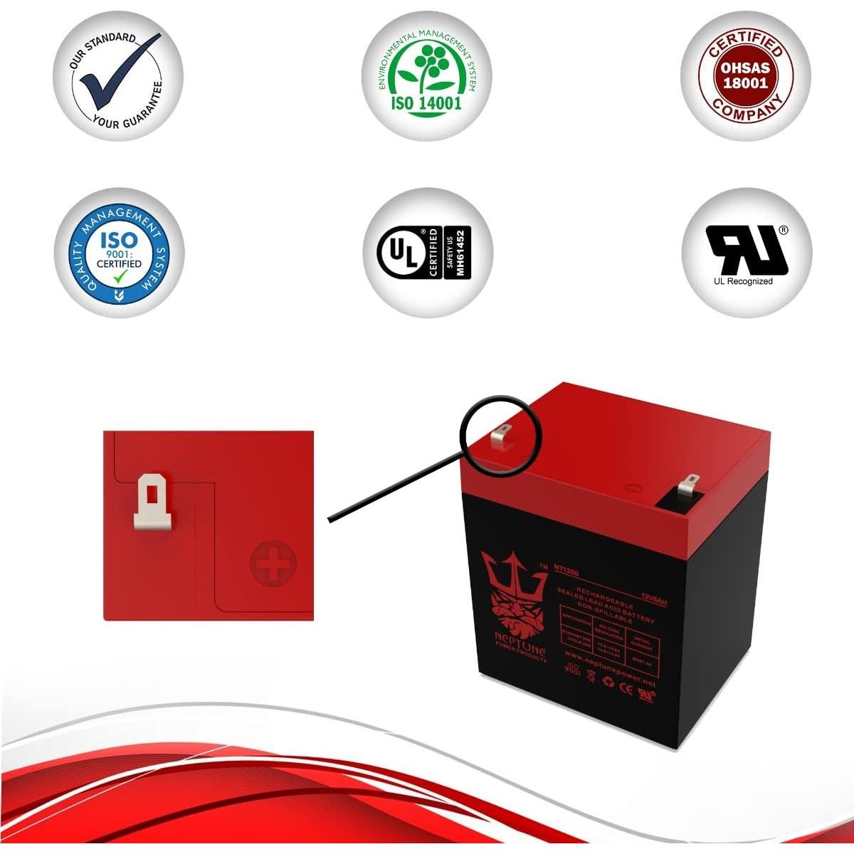 Batería Recargable SLA 12V 5Ah Neptune NT1250 para Alarmas