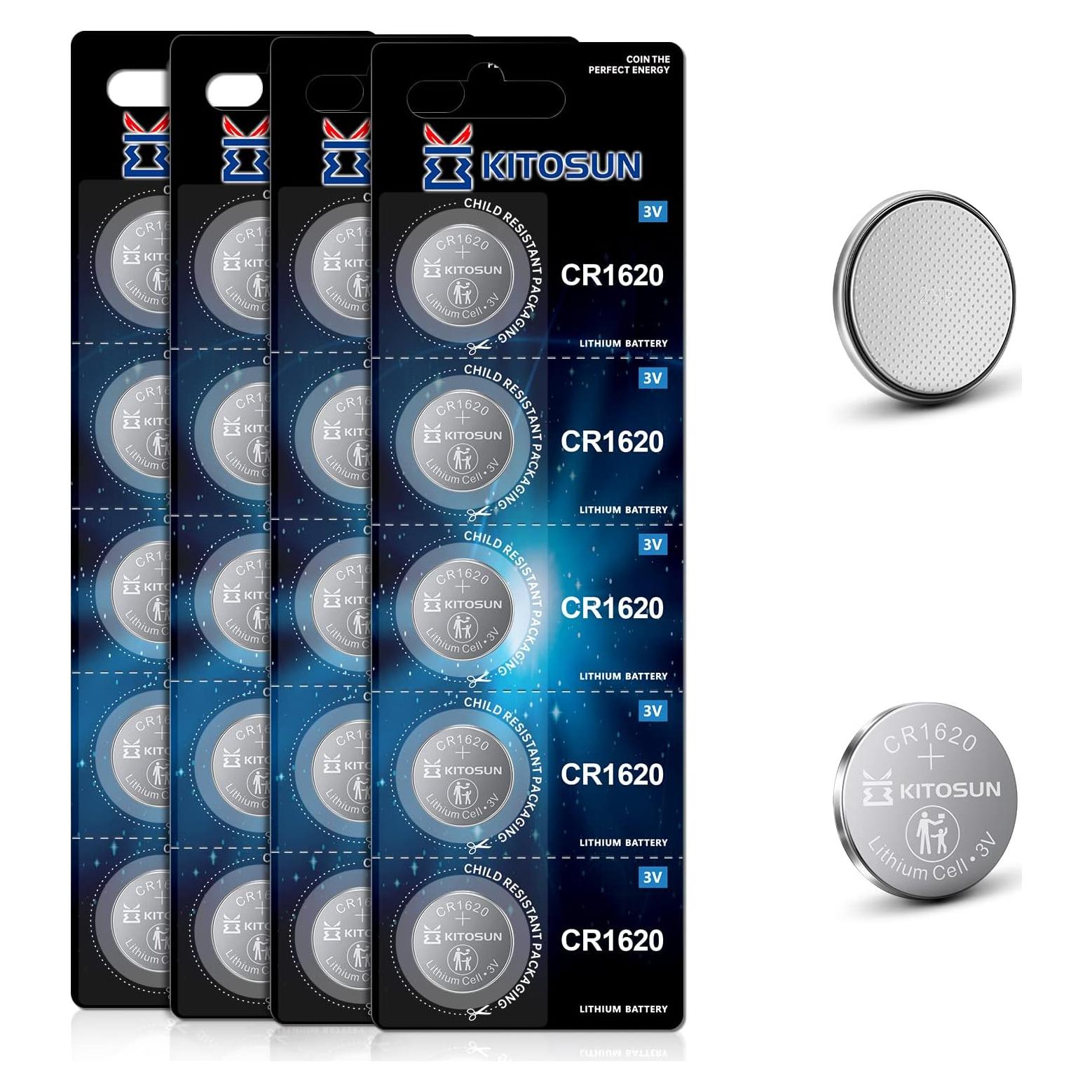 Batería de Litio Kitosun CR1620 3V - Paquete de 5 Unidades