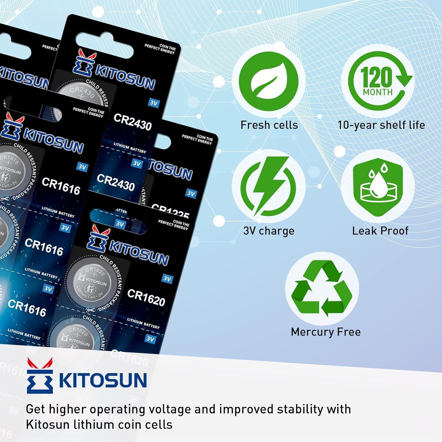 Batería de Litio Kitosun CR1620 3V - Paquete de 5 Unidades