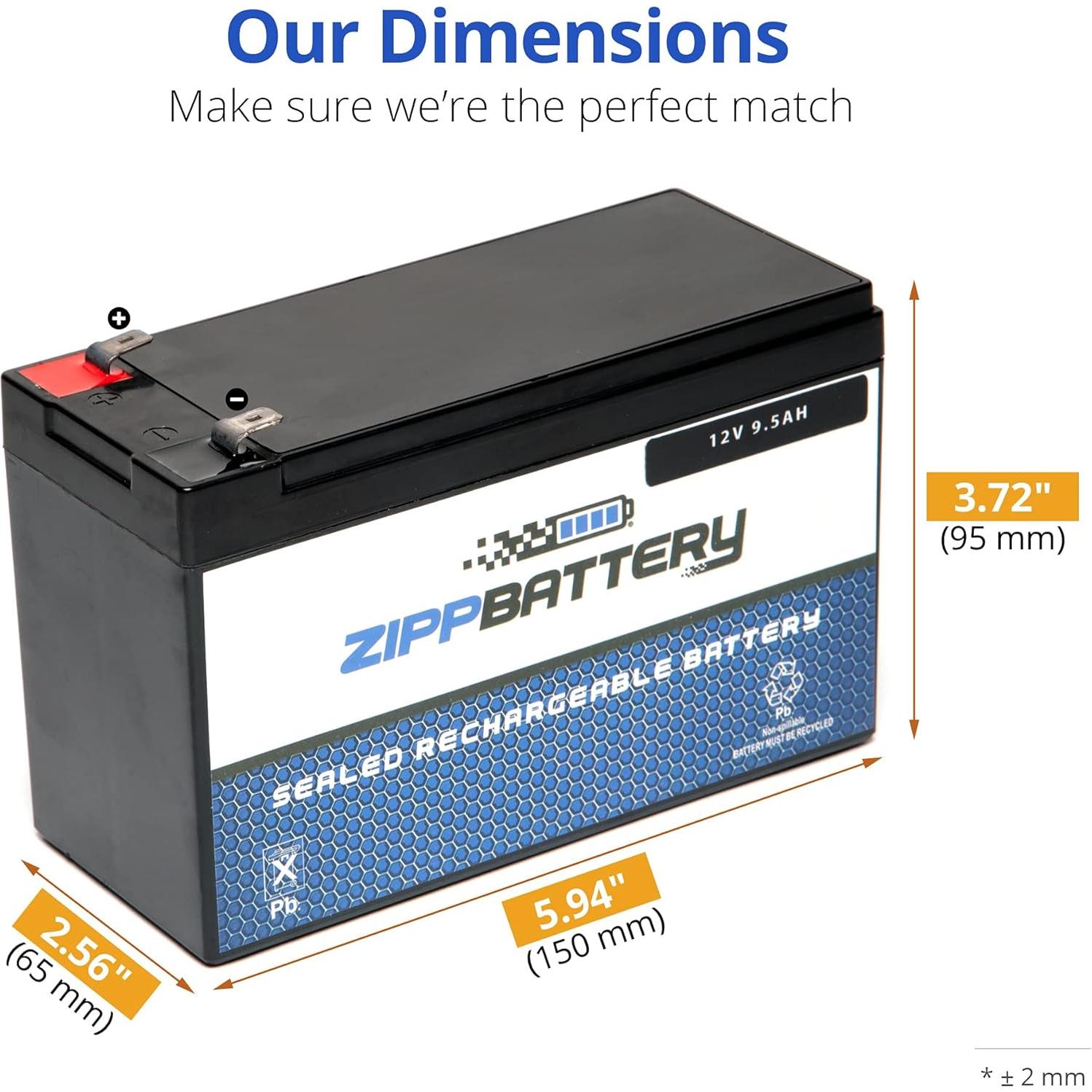 Batería Zipp 12V 9.5AH AGM Libre de Mantenimiento para Alarma y Scooters