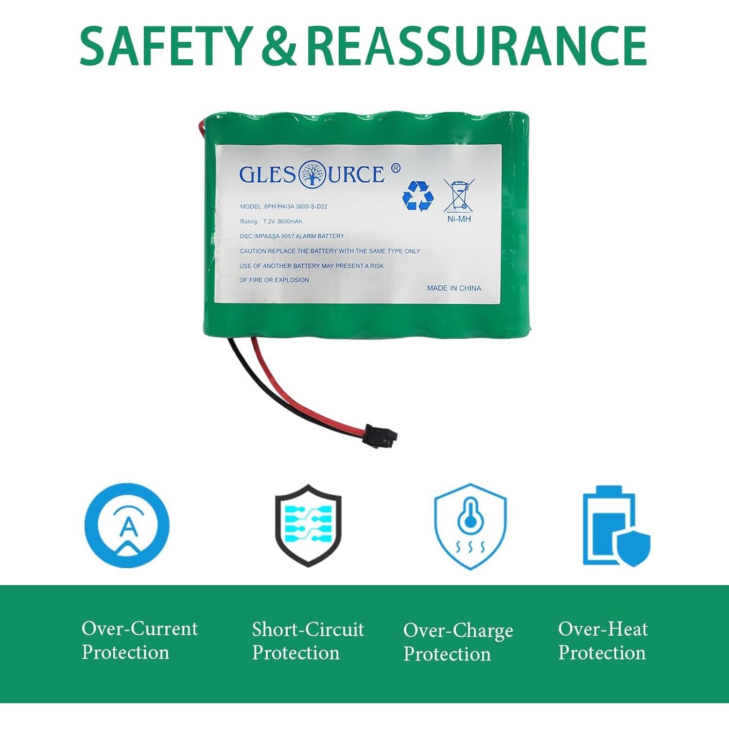 Batería de Reemplazo 7.2V 3600mAh GLESOURCE para Alarma DSC