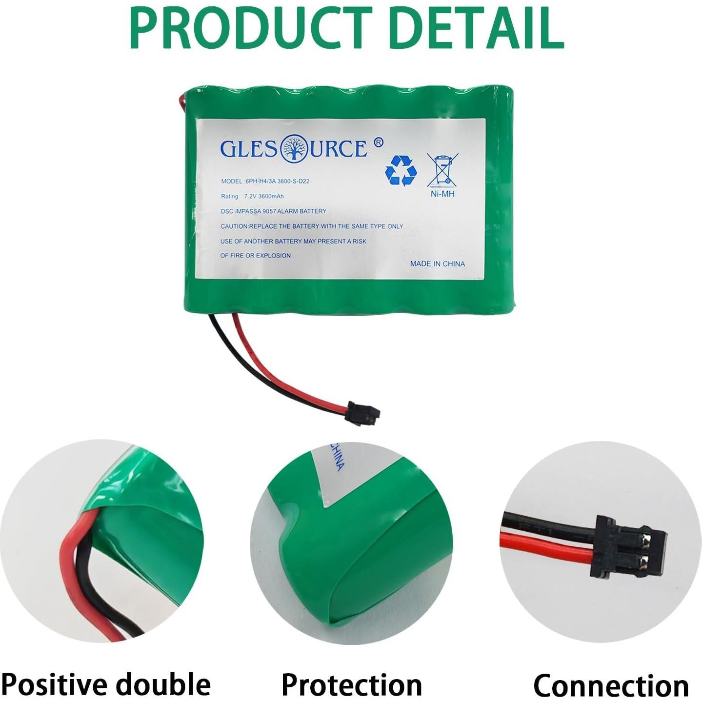 Batería de Reemplazo 7.2V 3600mAh GLESOURCE para Alarma DSC