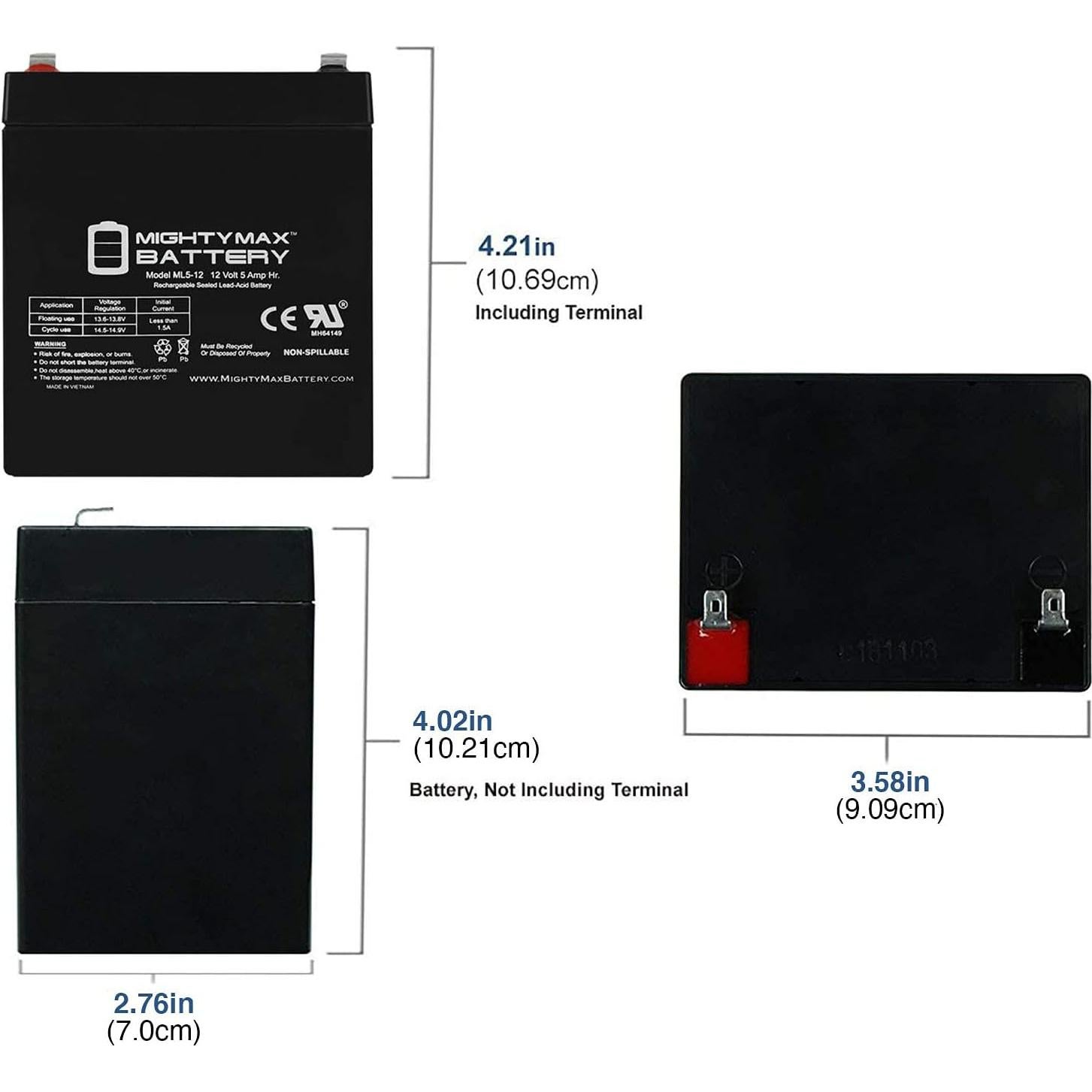 Batería recargable Mighty Max ML5-12 12V 5AH para Garaje