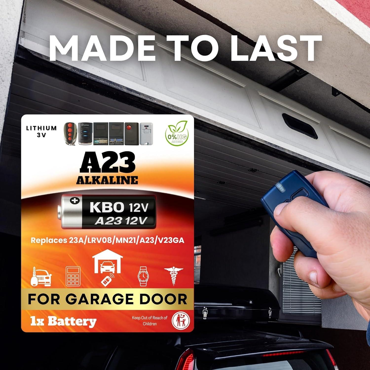 Batería A23 Alcalina 12V para Abridor de Puerta de Garaje