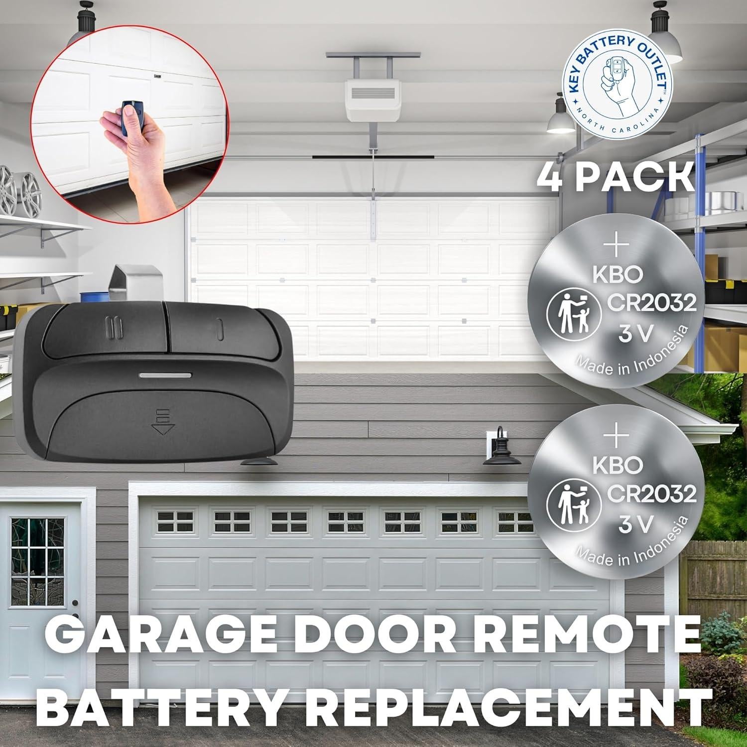 Baterías CR2032 Litio 3V - Paquete de 4 para Abridores de Garaje