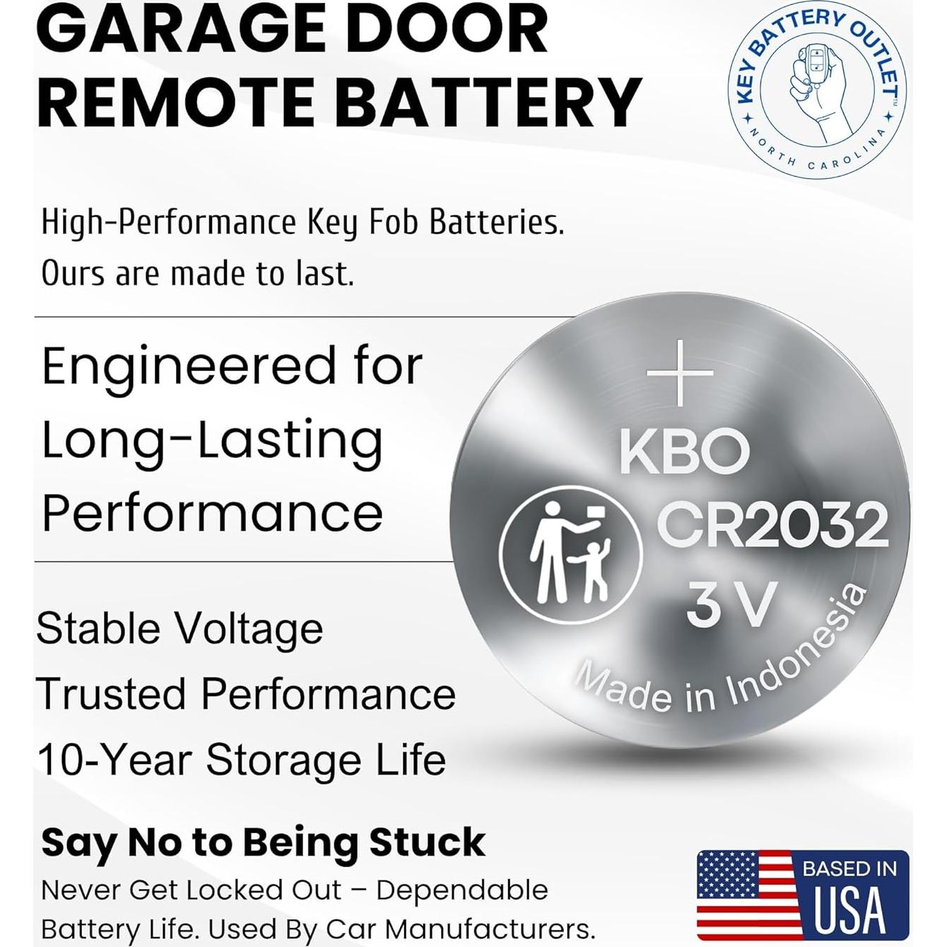 Baterías CR2032 Litio 3V - Paquete de 4 para Abridores de Garaje