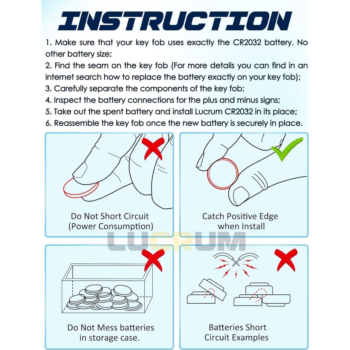 Batería CR2032 Lucrum 2-Pack para Control Remoto de Garaje
